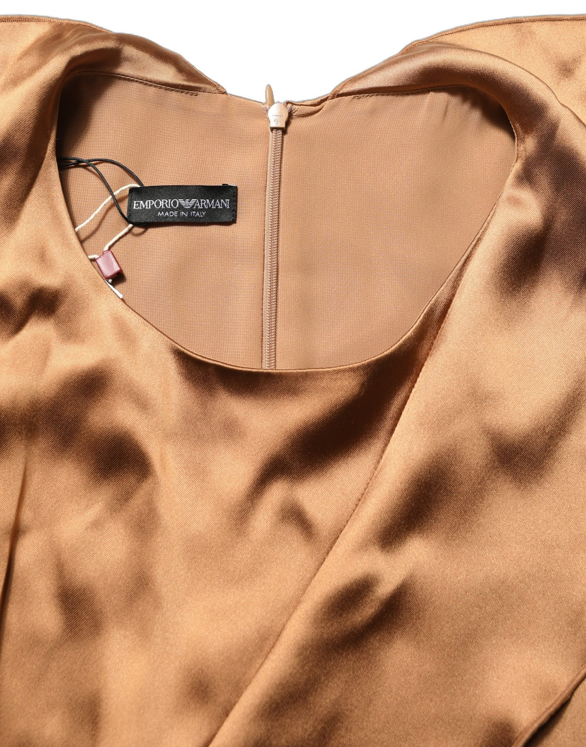 Emporio Armani Luxe Brown Satin Wrap Sheath Mini Dress