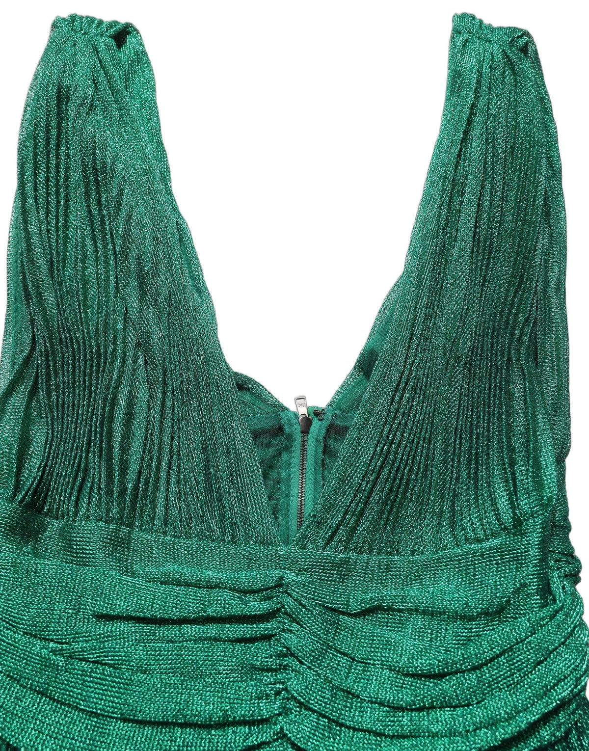Dolce & Gabbana Metallic Green Plissé Gown - Haute Couture Elegance