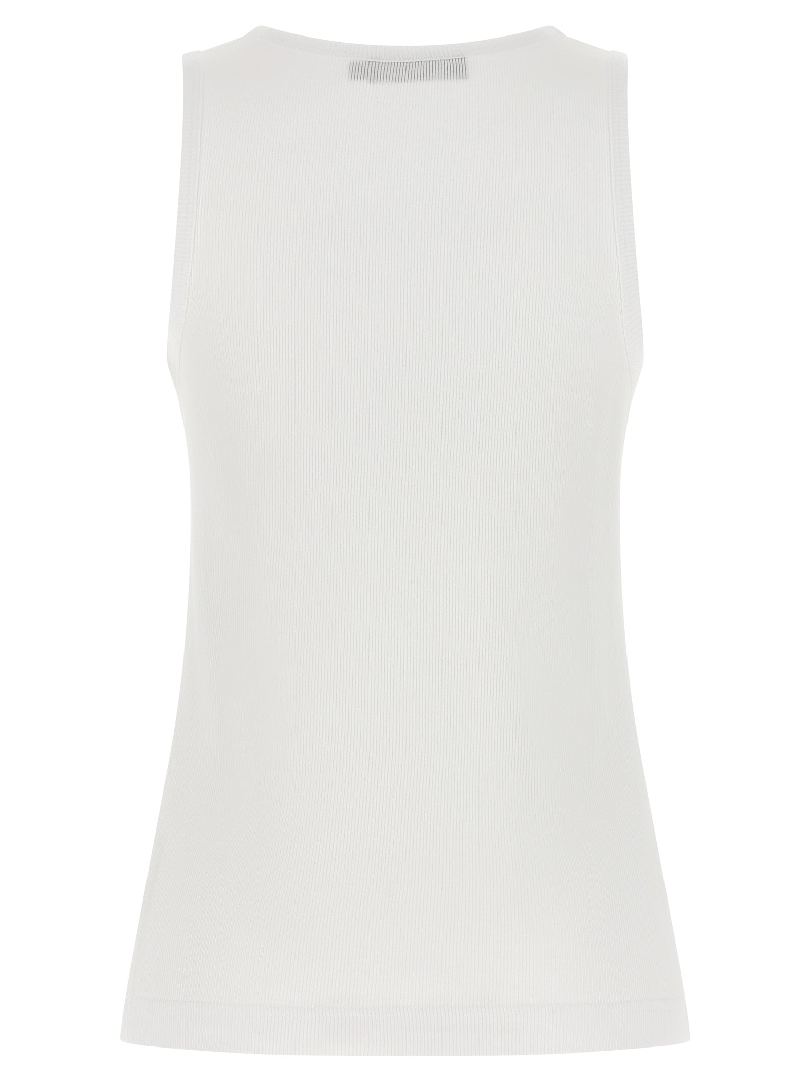 Dolce & Gabbana White Cotton Sleeveles T-Shirt
