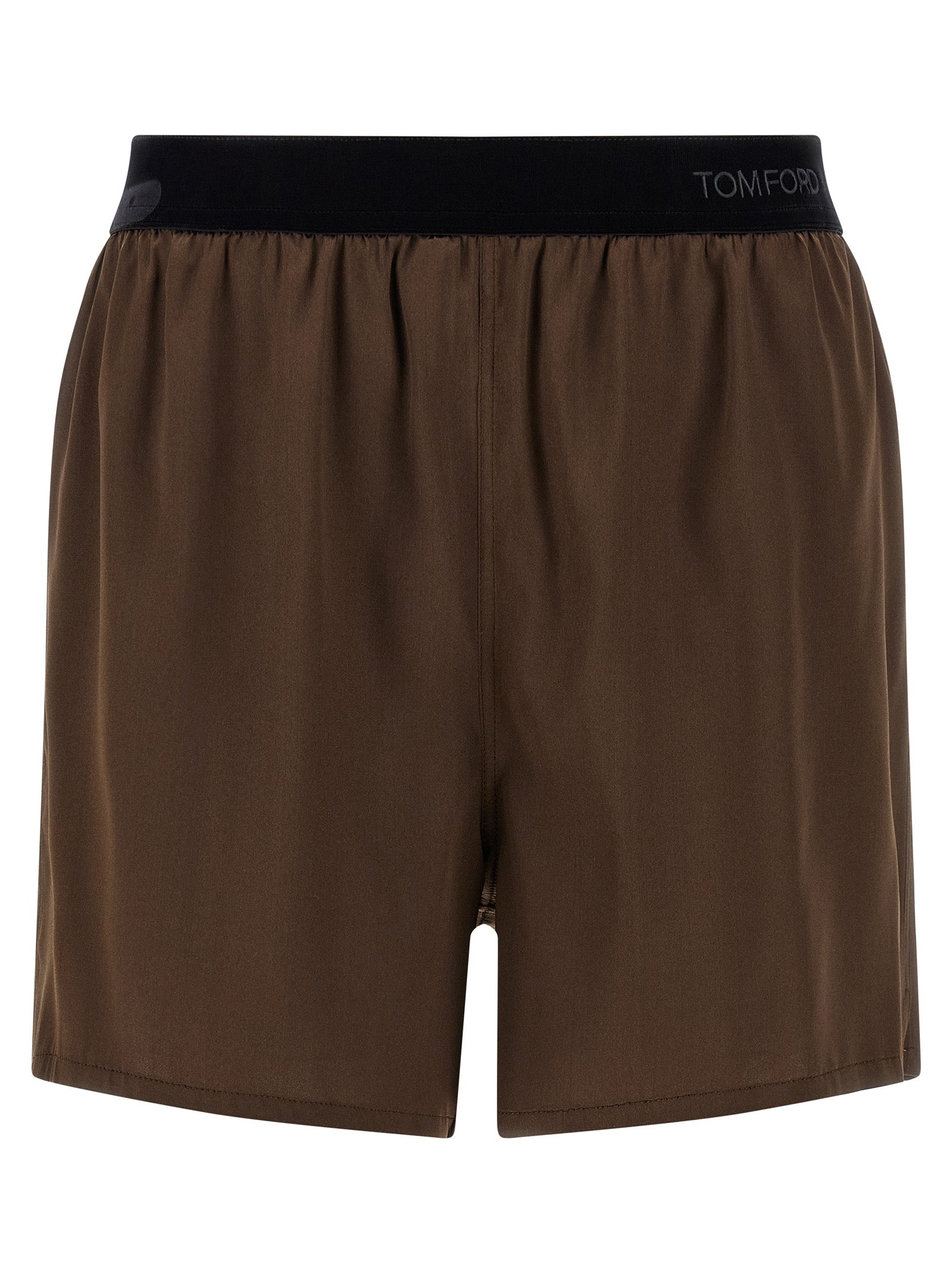 Tom Ford Brown Silk Bermuda Shorts