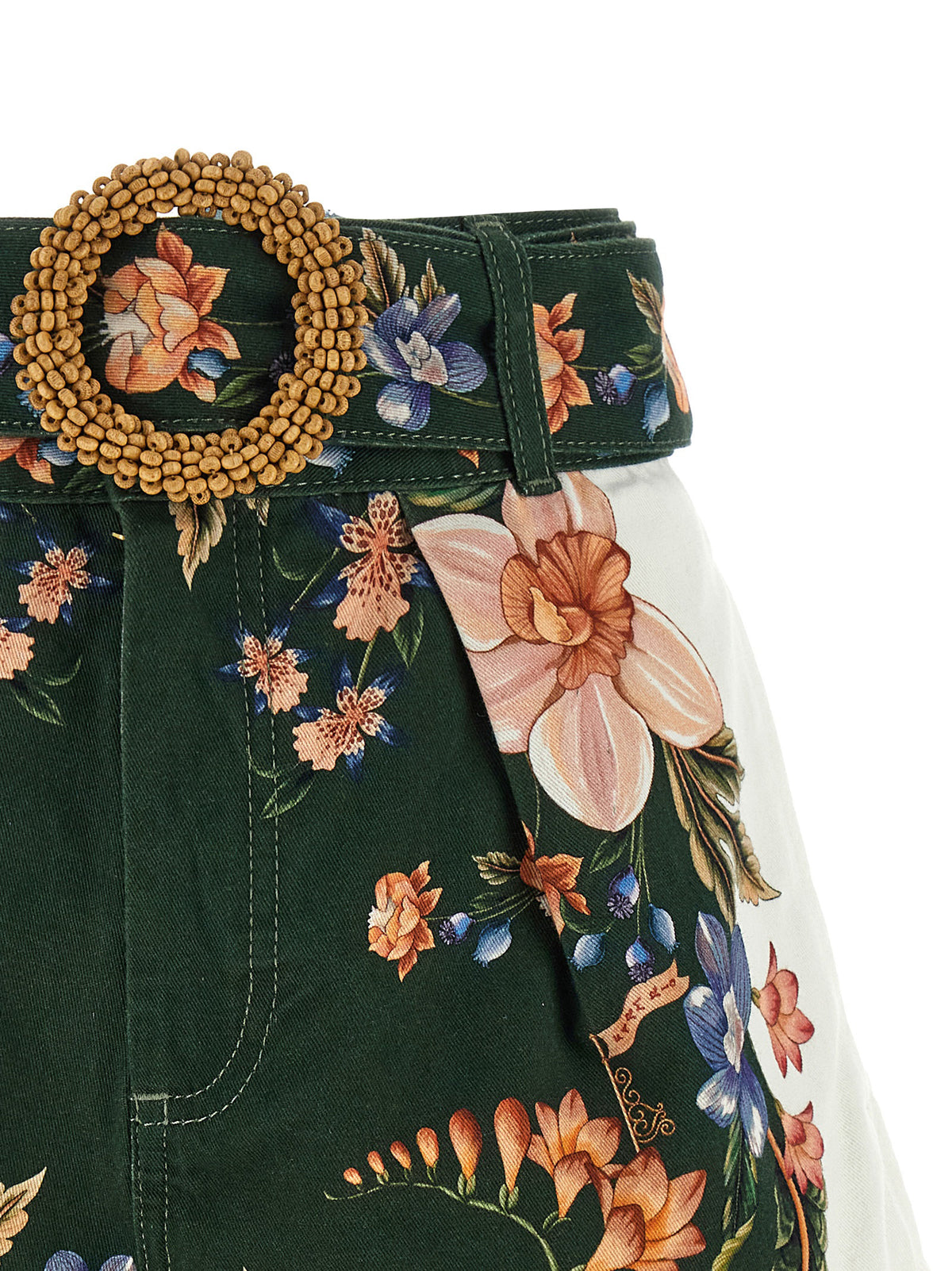 FARM RIO Bicolor Linen Bermuda Shorts - Luxe Floral Elegance