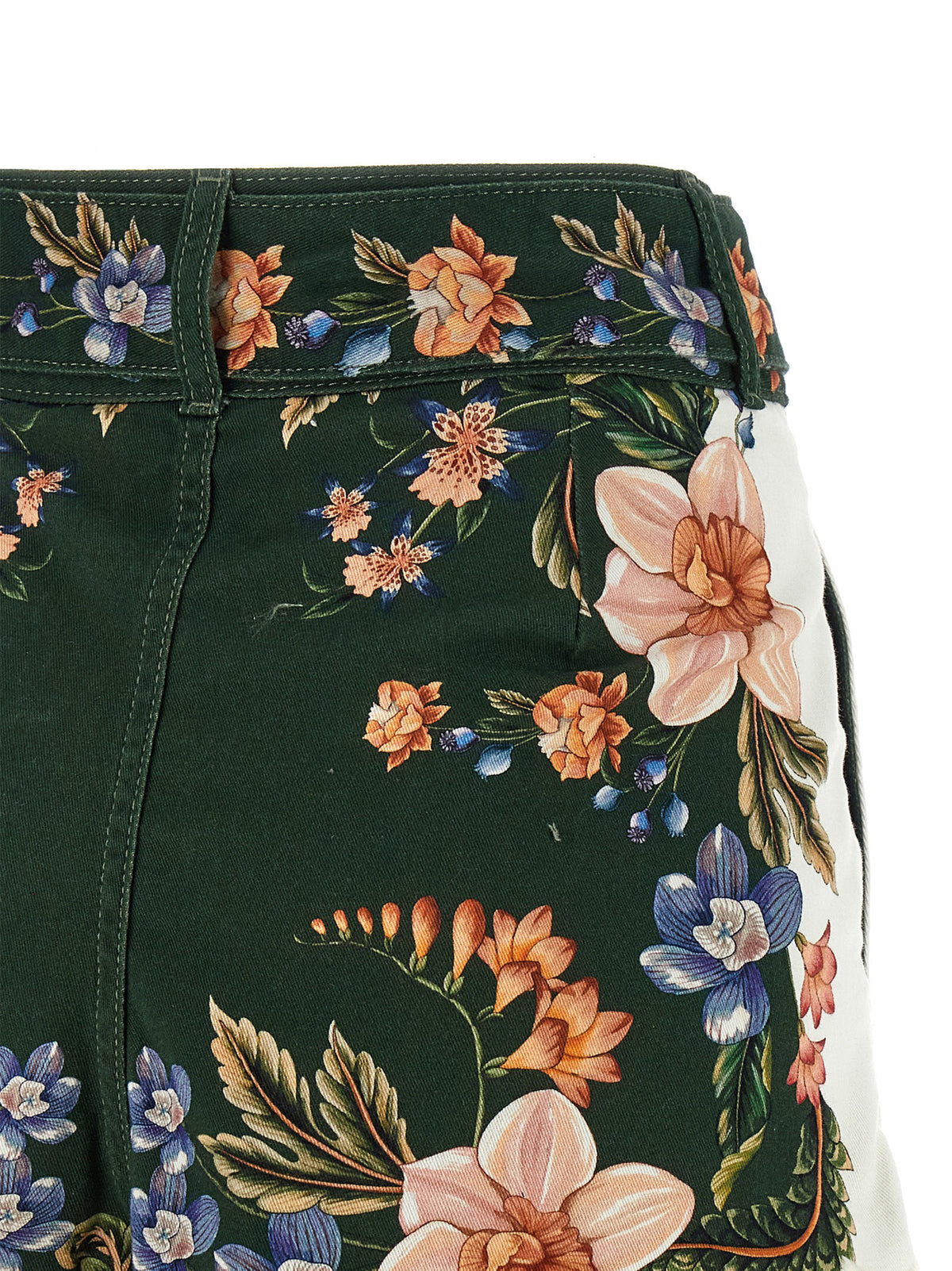 FARM RIO Bicolor Linen Bermuda Shorts - Luxe Floral Elegance
