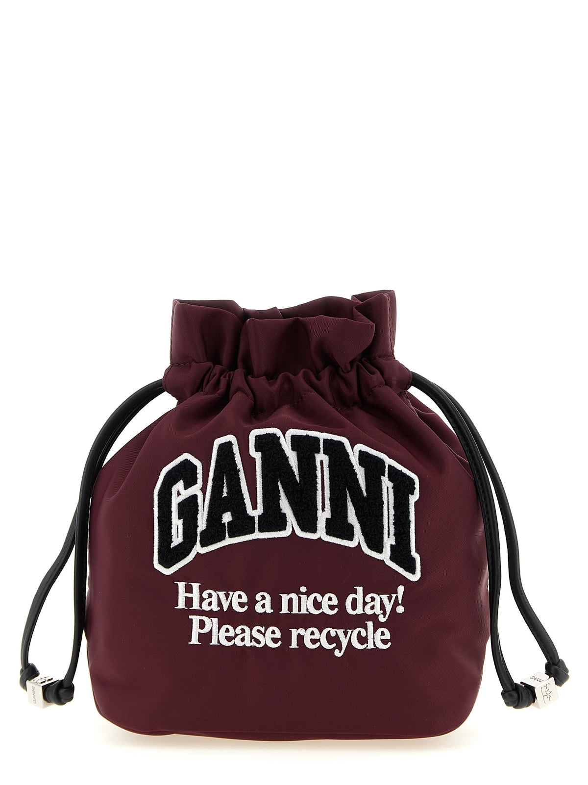 Ganni Bordeaux Recycled Polyamide Clutch Bag - Luxe Sustainability