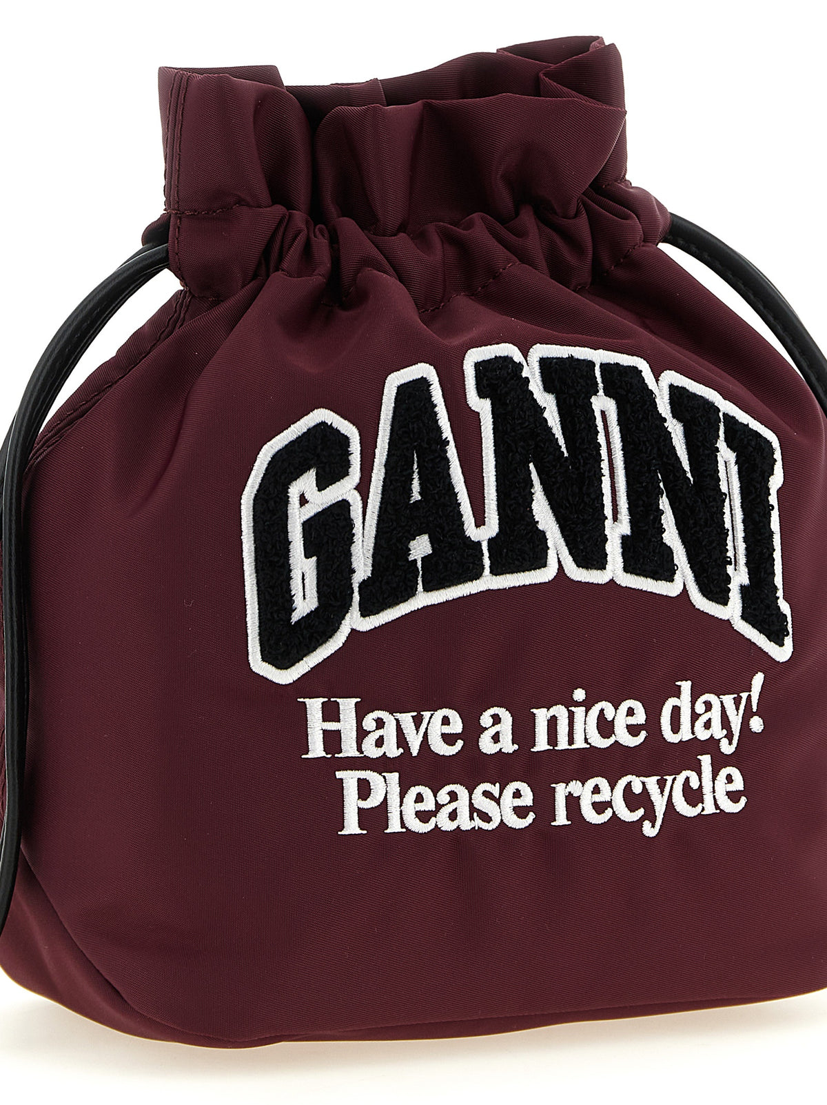 Ganni Bordeaux Recycled Polyamide Clutch Bag - Luxe Sustainability