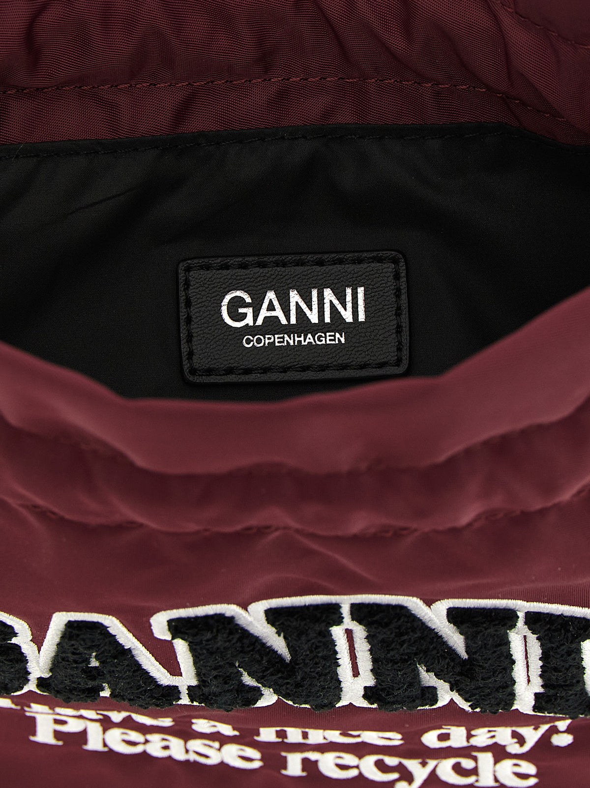 Ganni Bordeaux Recycled Polyamide Clutch Bag - Luxe Sustainability