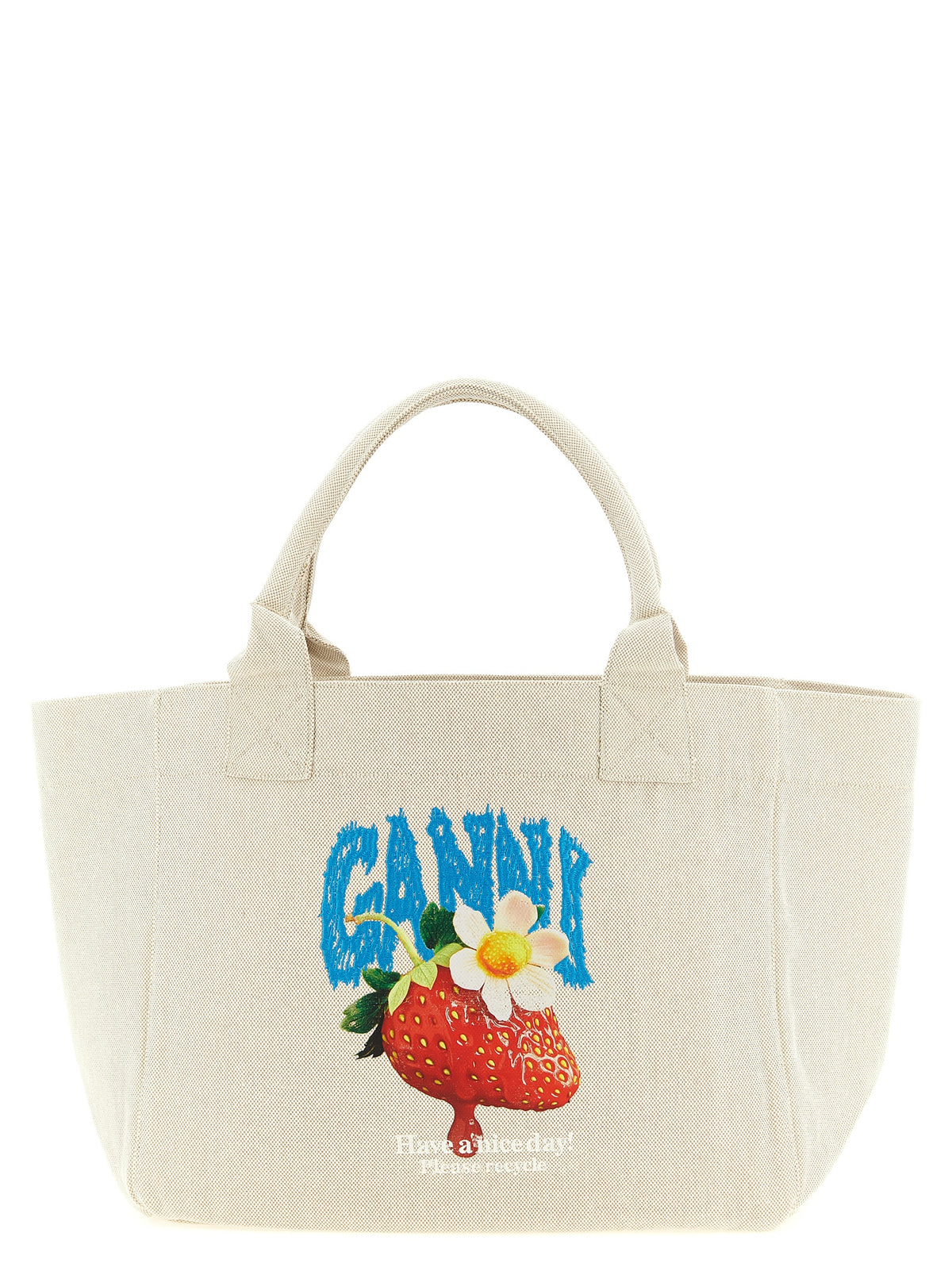 Ganni Beige Recycled Cotton Tote Bag - Sustainable Luxury Style