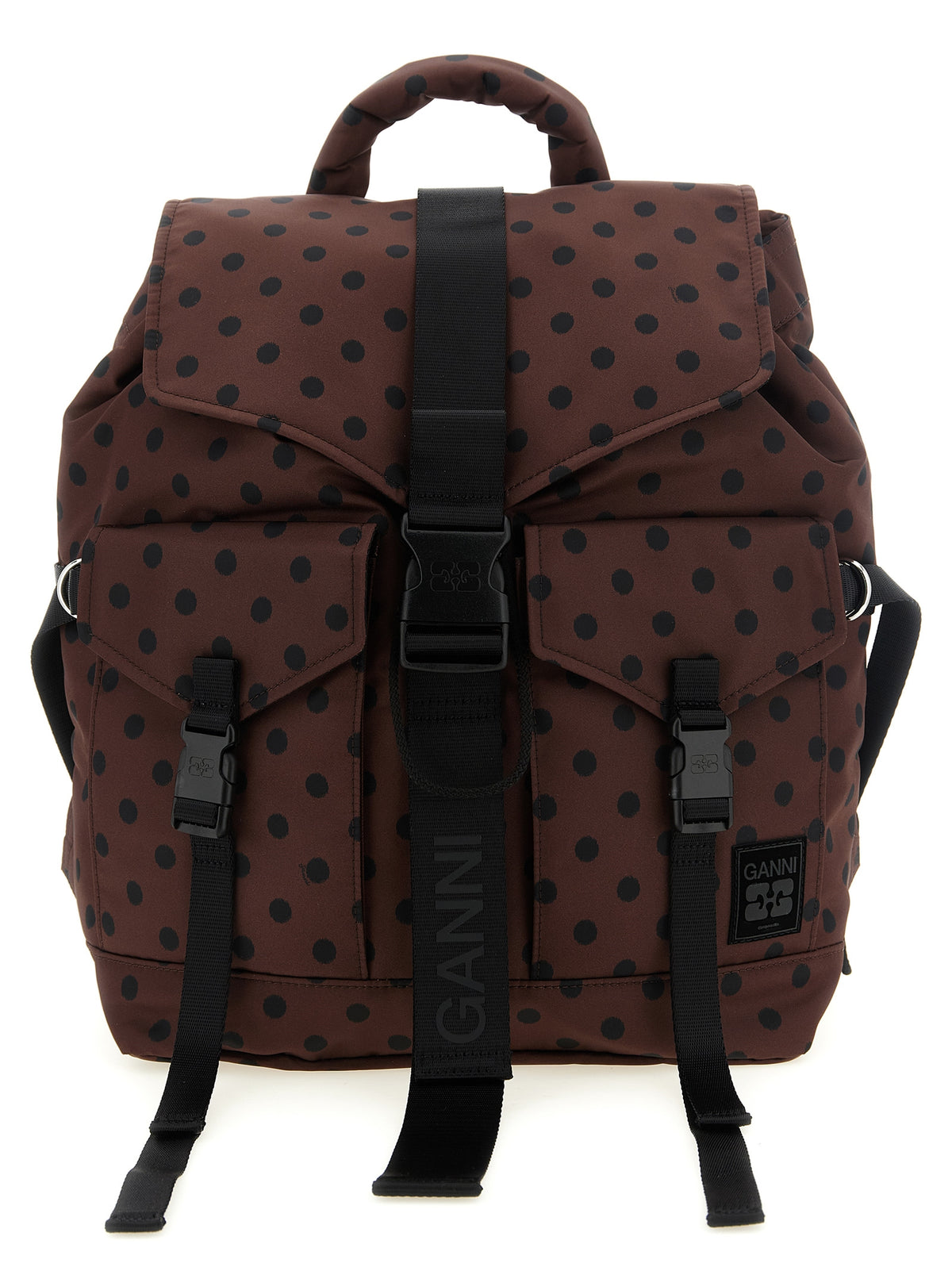 Ganni Brown Polka-Dot Backpack - Sustainable Luxury Redefined
