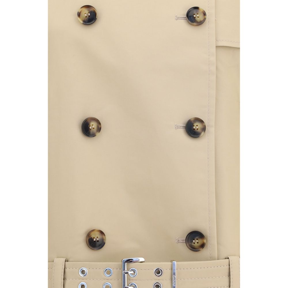 Ganni Beige Double-Breasted Cotton Jacket - Timeless Elegance
