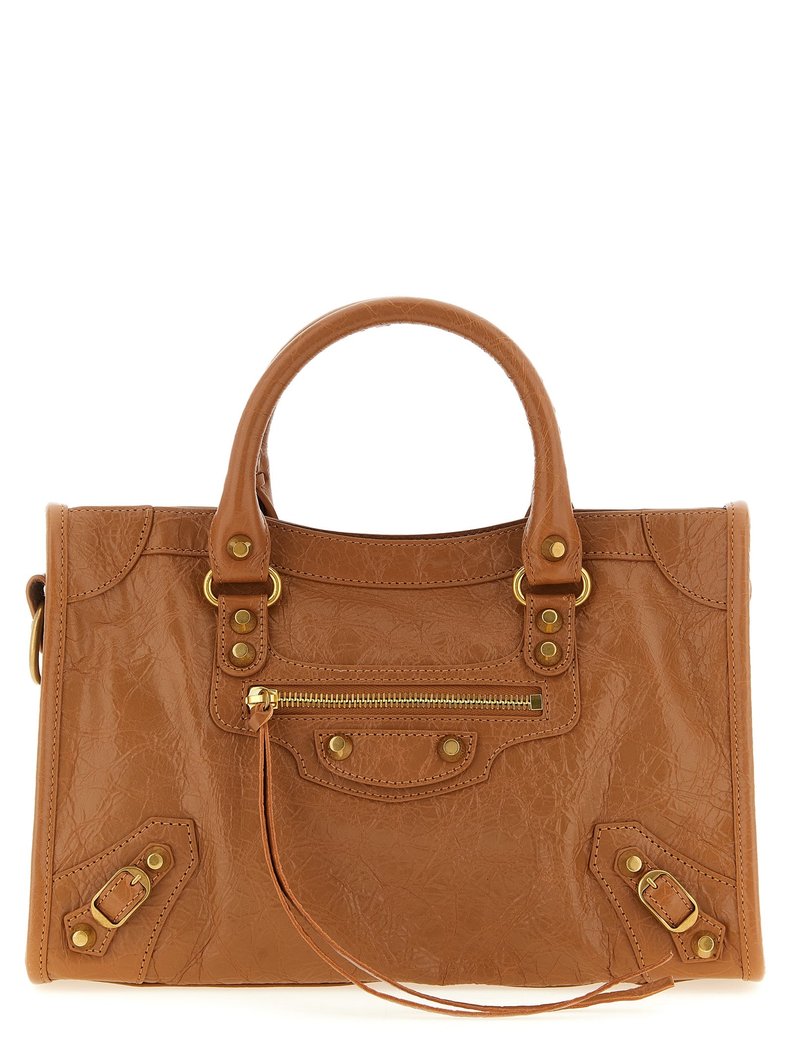Indulge in the allure of the Balenciaga Brown Lamb Leather Handbag, a masterpiece of craftsmanship and luxury, perfect for those who embrace elegance and sophistication.