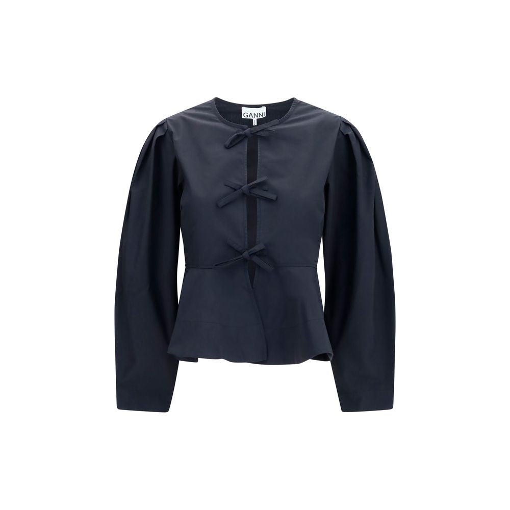 Ganni Black Cotton Blouse - Timeless Elegance for Discerning Tastes