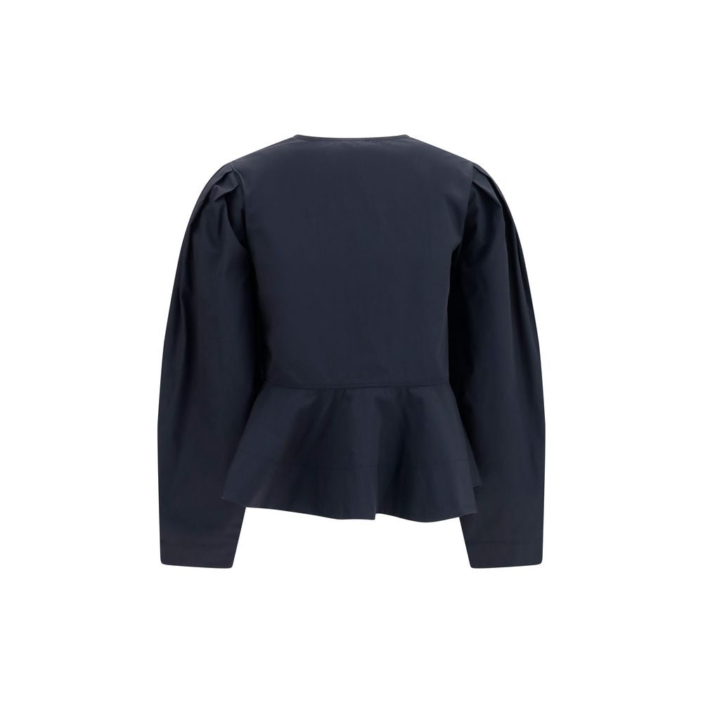 Ganni Black Cotton Blouse - Exquisite Elegance for the Discerning