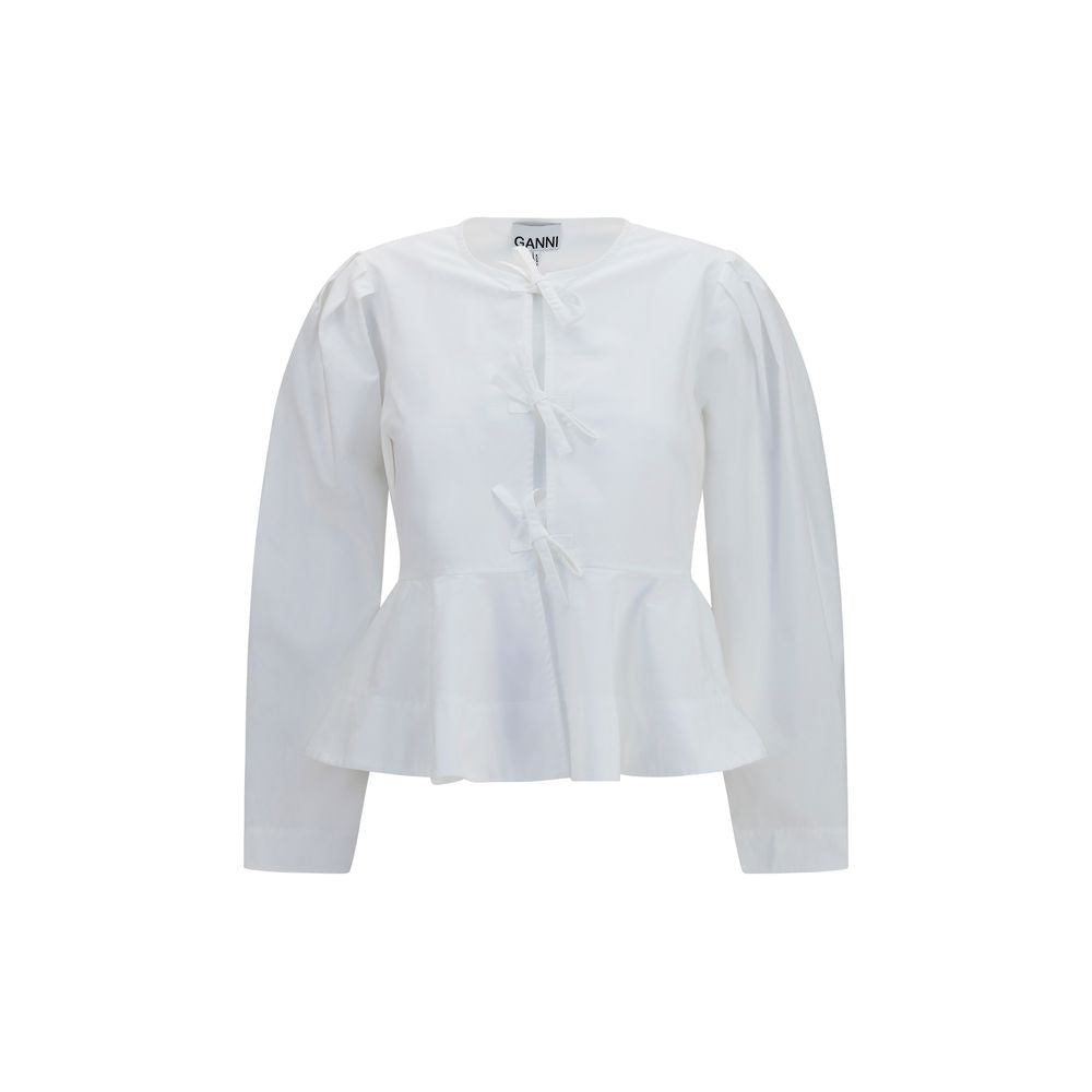Ganni White Cotton Blouse - Timeless Elegance for the Discerning