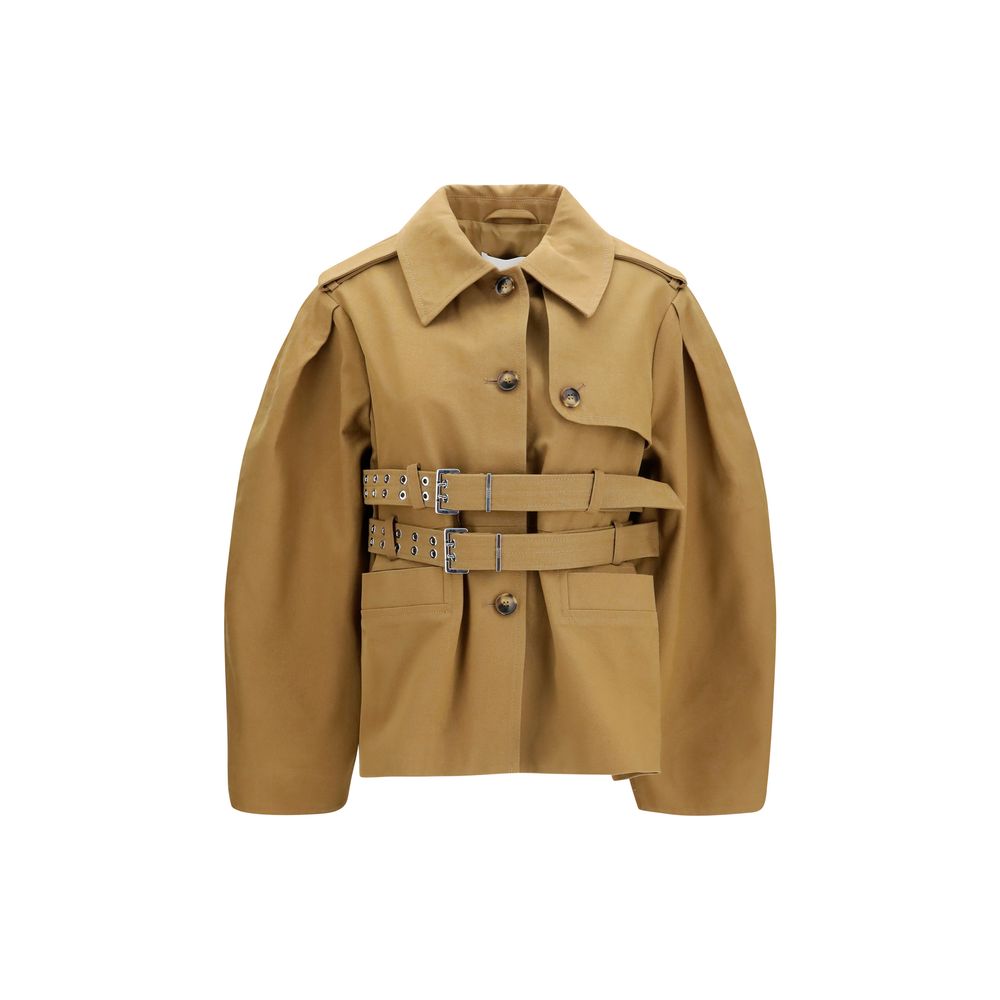 Ganni Beige Cotton Full-Length Jacket - Timeless Elegance