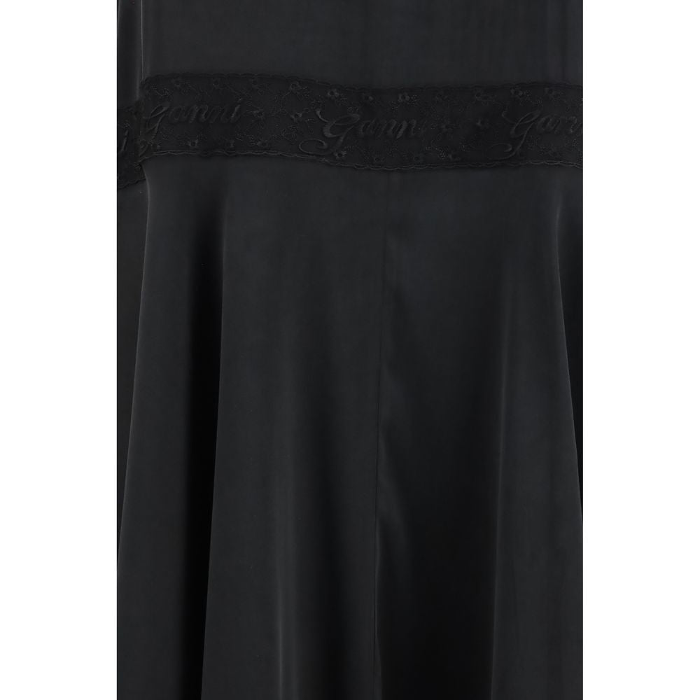 Ganni Black Silk Maxi Dress - Timeless Elegance Redefined