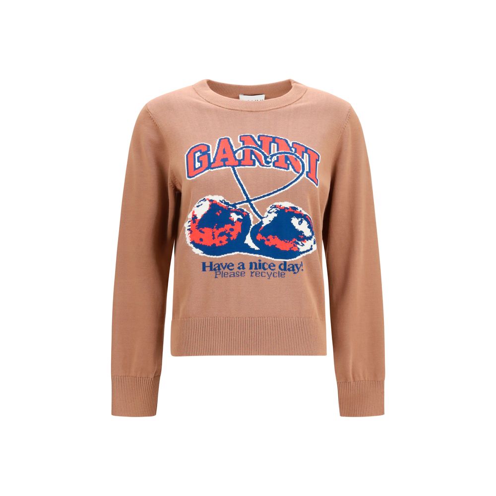 Ganni Beige Cotton Sweatshirt - Effortless Scandinavian Luxury