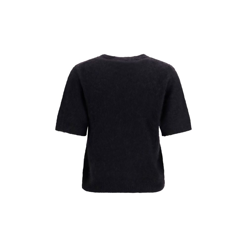Ganni Black Alpaca-Wool Blend T-Shirt - Luxurious Comfort