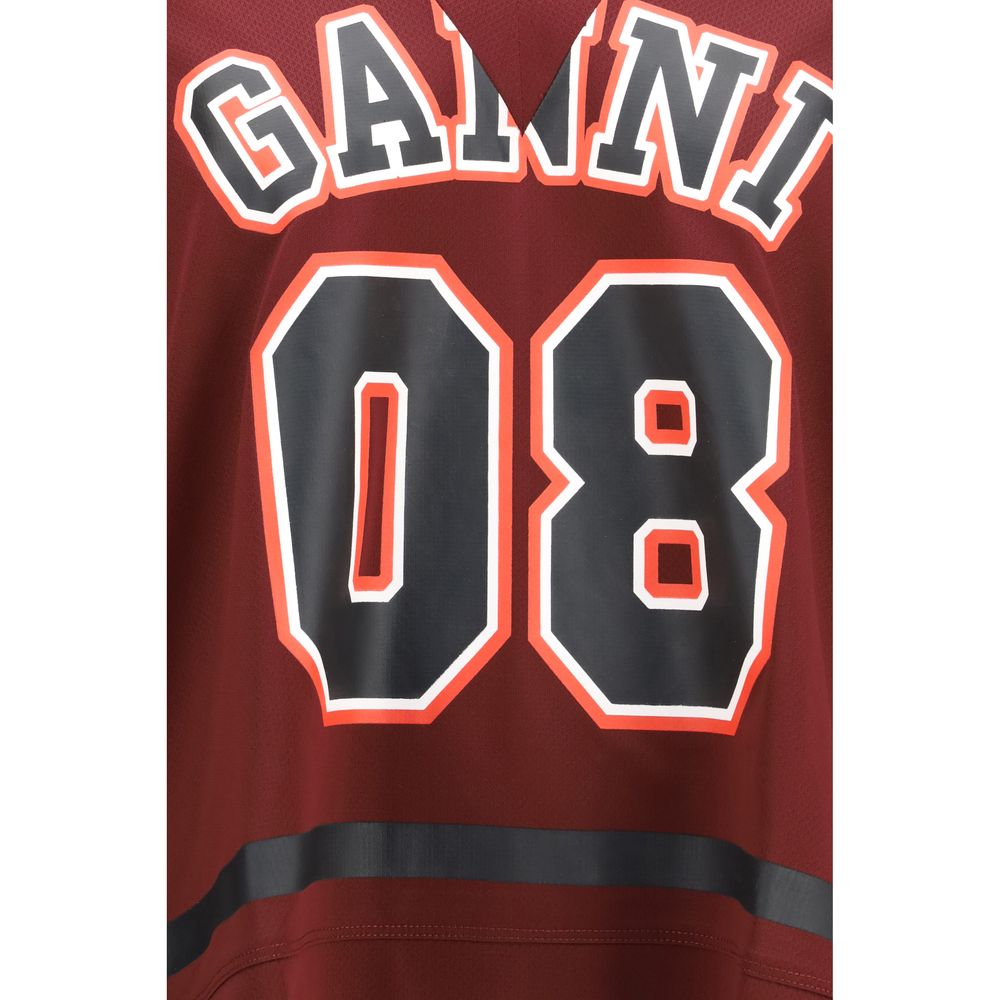 Ganni Bordeaux Double-Layer T-Shirt - Luxe Sportswear Elegance