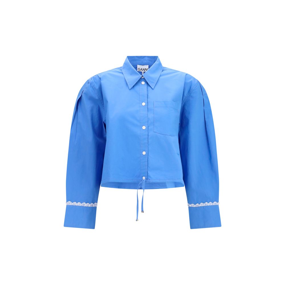 Ganni Blue Cotton Pattern Shirt - Refined Elegance Awaits
