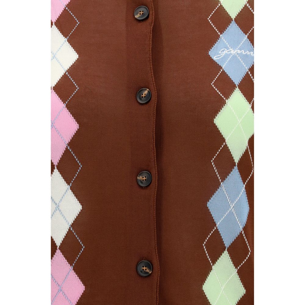 Ganni Brown Cotton Cardigan - Timeless Luxury Fashion