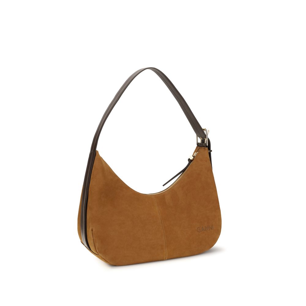 Ganni Brown Recycled Polyester Shoulder Bag - Luxe Essential