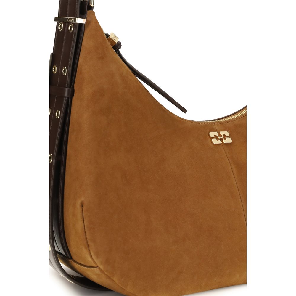 Ganni Brown Recycled Polyester Shoulder Bag - Luxe Essential