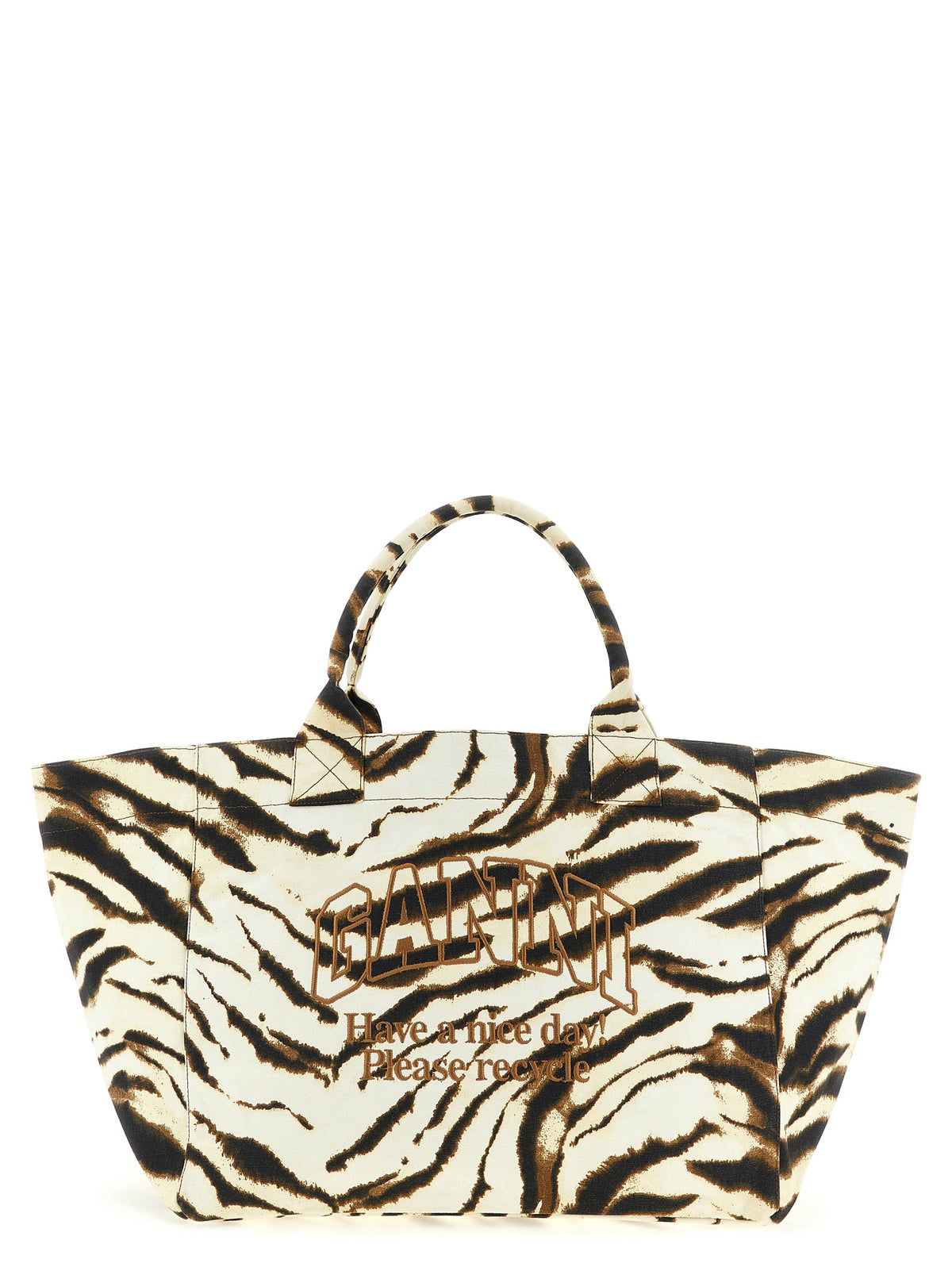 GANNI Beige Recycled Cotton Tote Bag - Sustainable Luxury Fashion