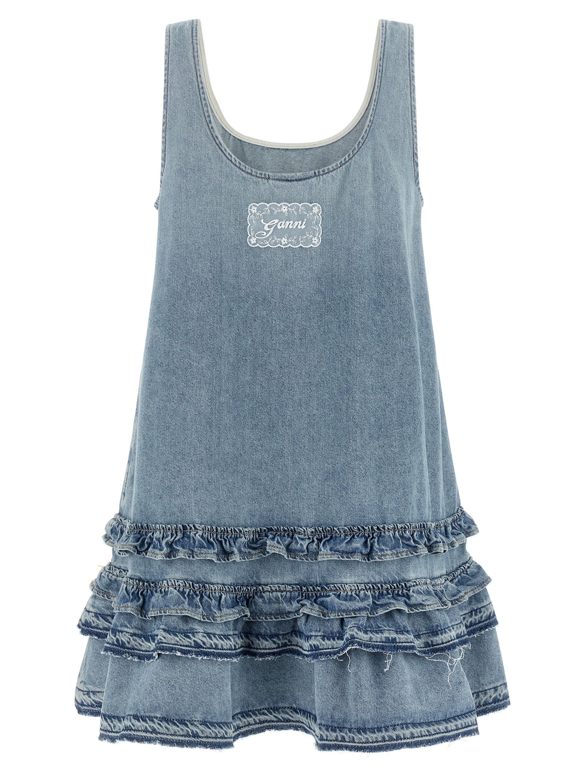 Ganni Blue Organic Cotton Mini Dress - Eco-Luxury Elegance
