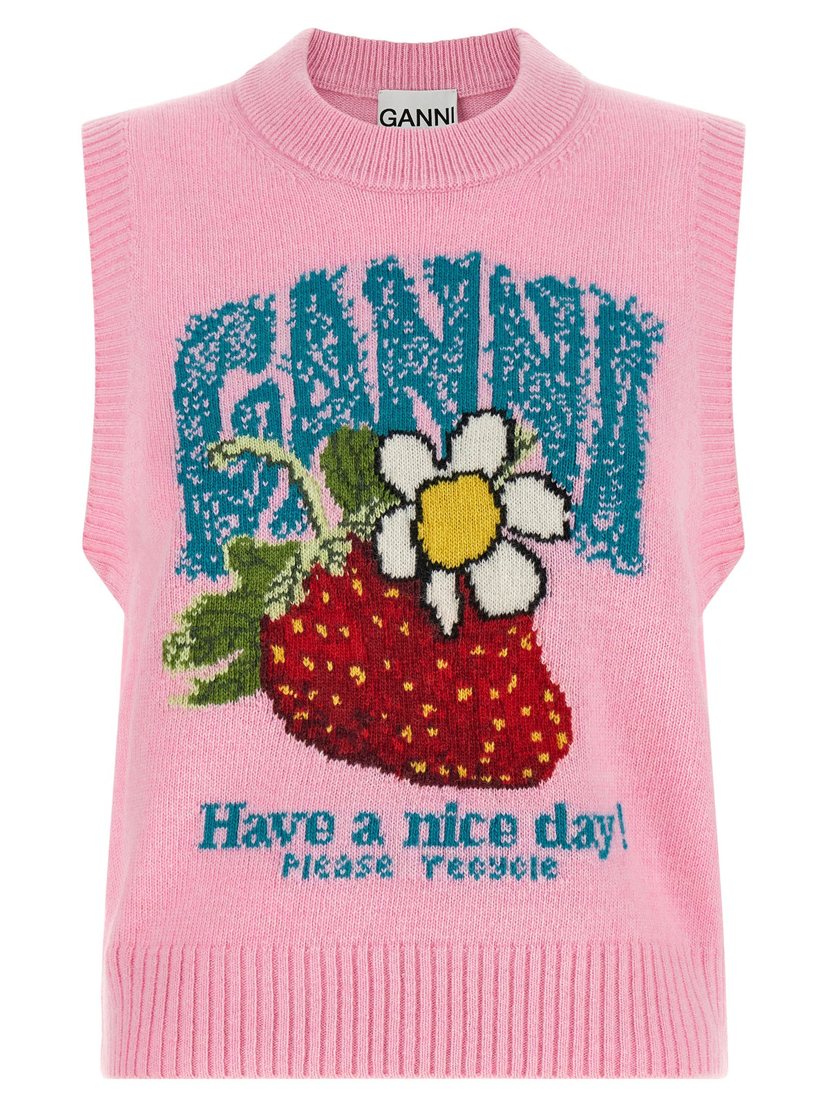 Ganni Multicolor Wool Sleeveless Sweater - Bold Knitwear Luxury