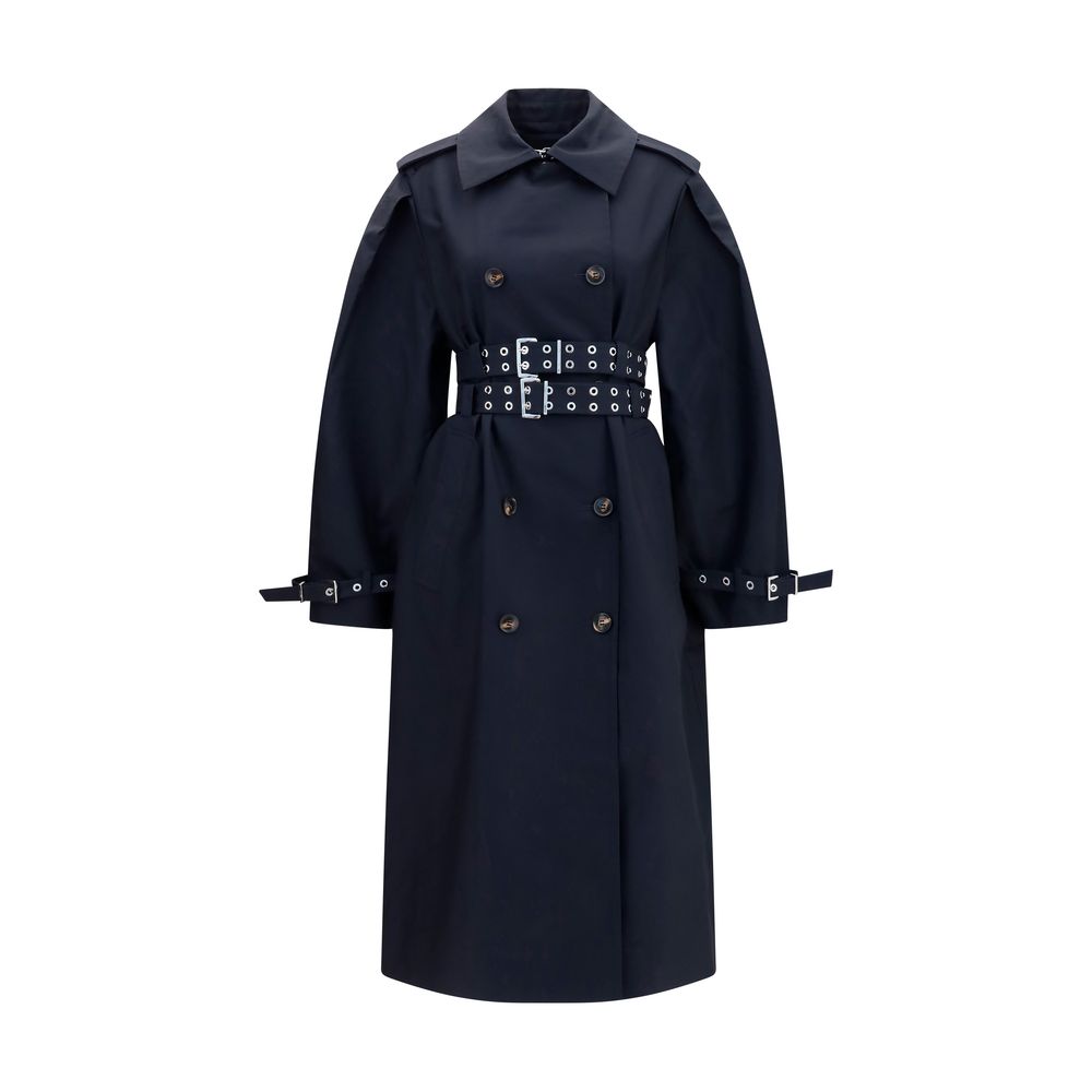 Ganni Black Cotton Trench Coat - Timeless Luxury Redefined