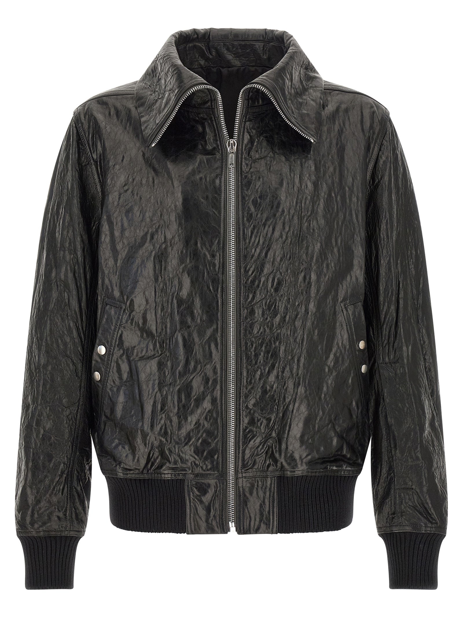 Rick Owens Black Lamb Leather Leather Jacket