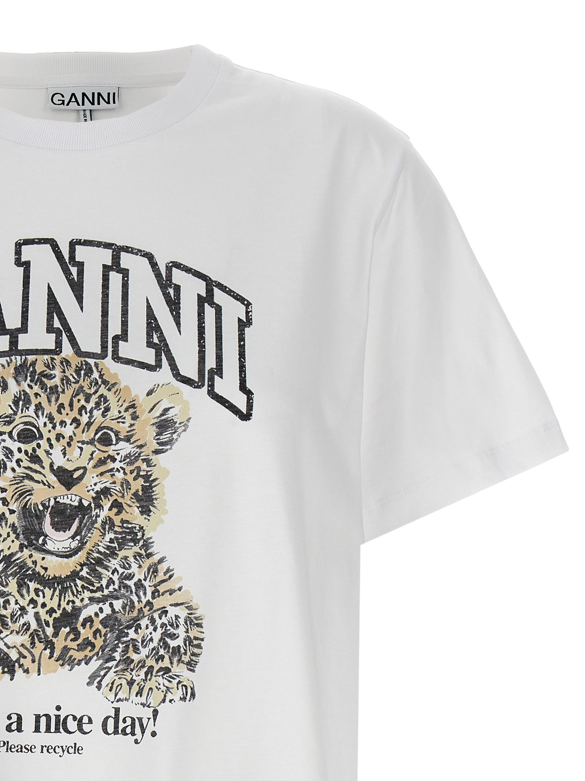 Ganni Leopard Print Cotton T-Shirt - Sustainable Luxury Fashion