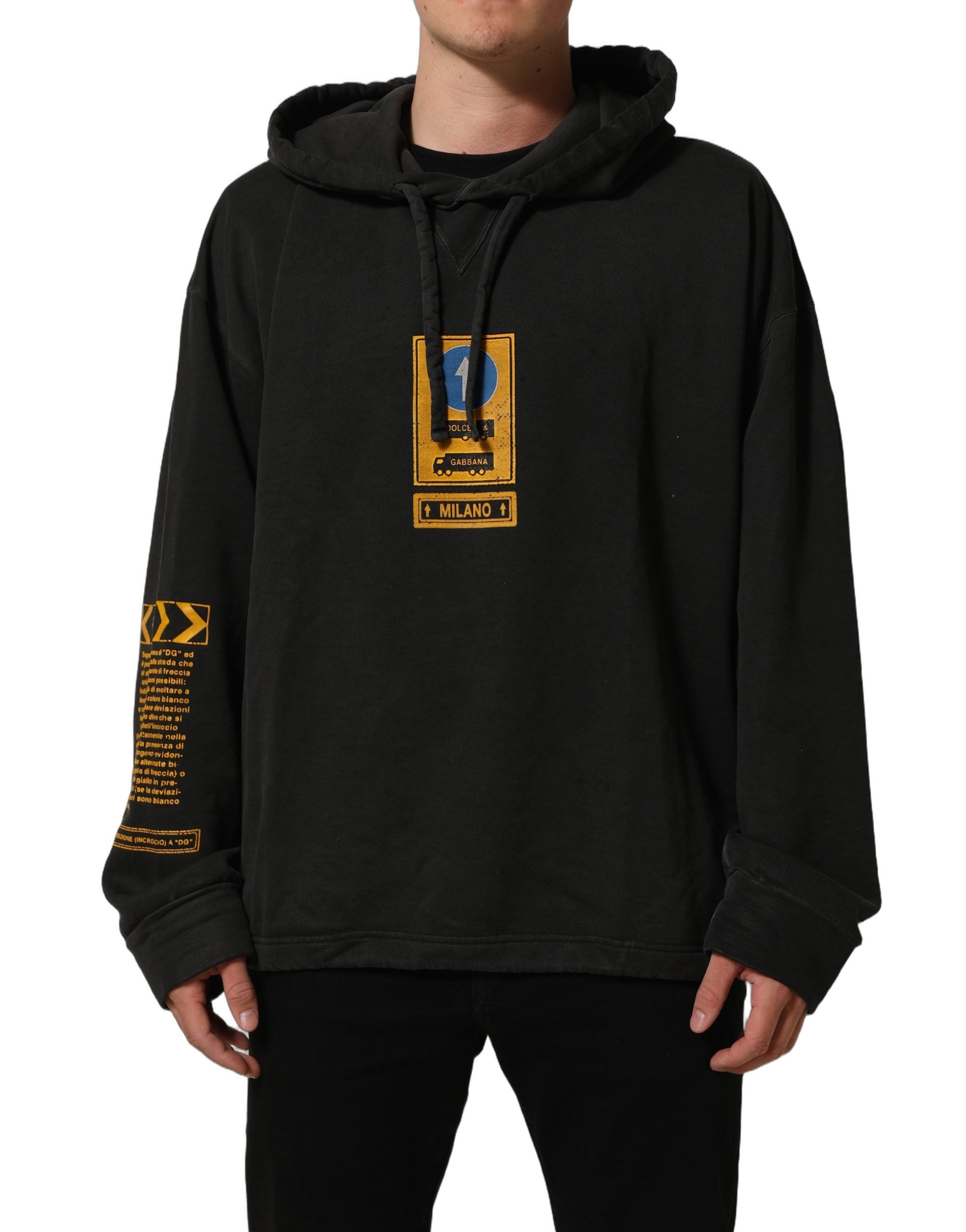 Elevate your wardrobe with the Dolce & Gabbana Black Cotton Logo Hooded Oversize Sweater, a testament to Italian craftsmanship and timeless luxury, perfect for any sophisticated occasion.