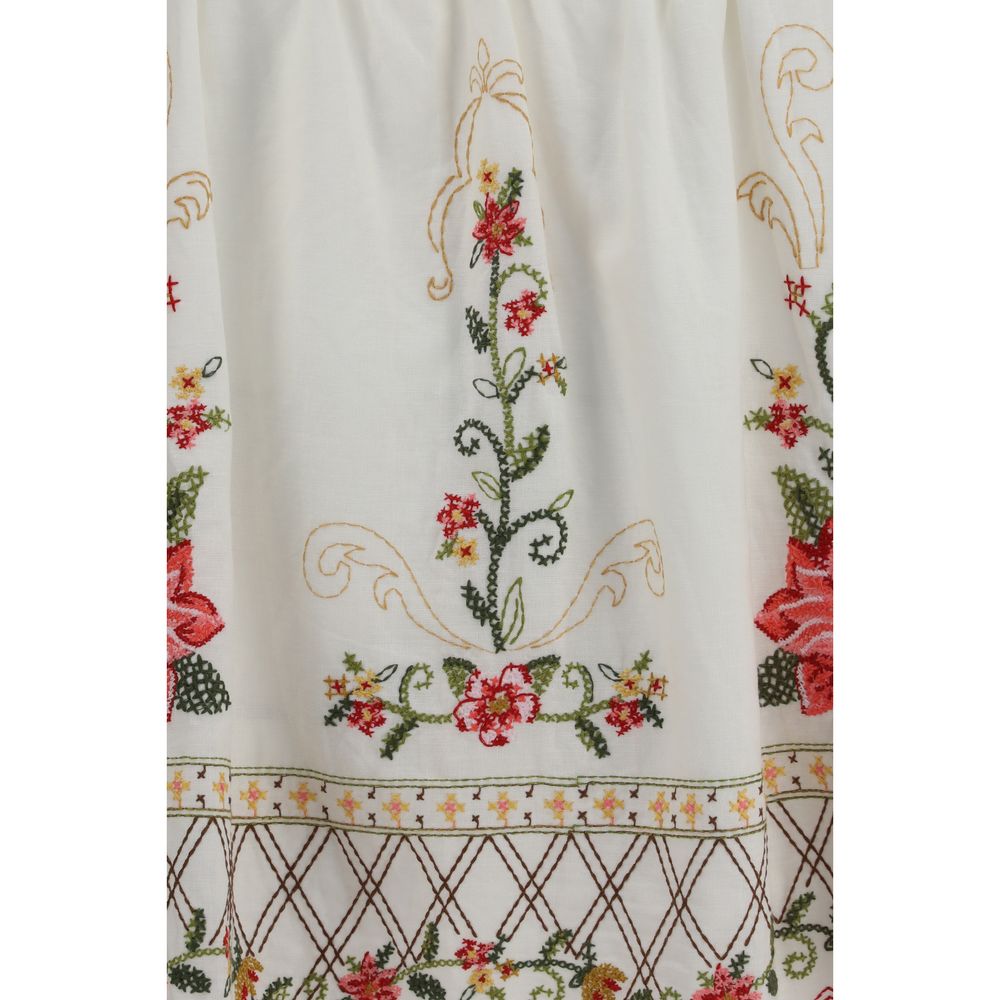 FARM RIO Floral Embroidered Linen Top - Effortless Summer Elegance