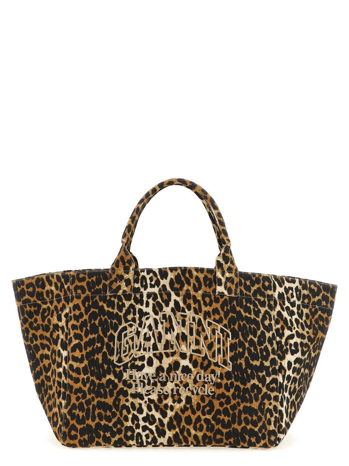 Ganni Brown Recycled Cotton Tote Bag - Eco-Chic Luxury