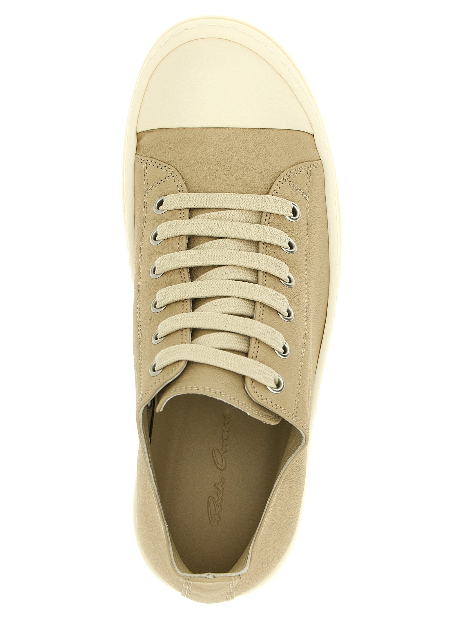 Rick Owens Beige Ramie Low Top Sneakers