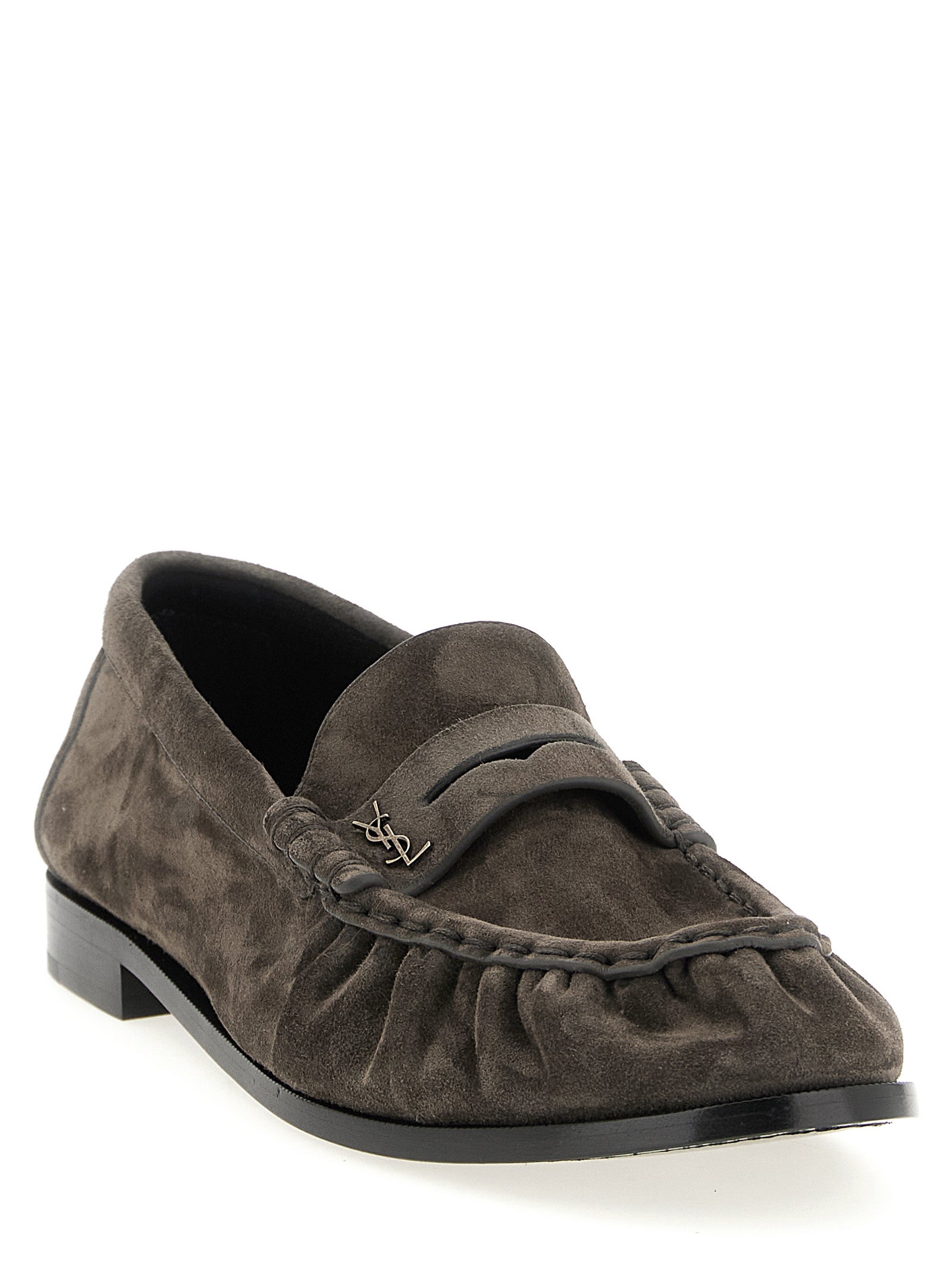 Saint Laurent Brown Calfskin Slip-On Loafers - Artisanal Luxury