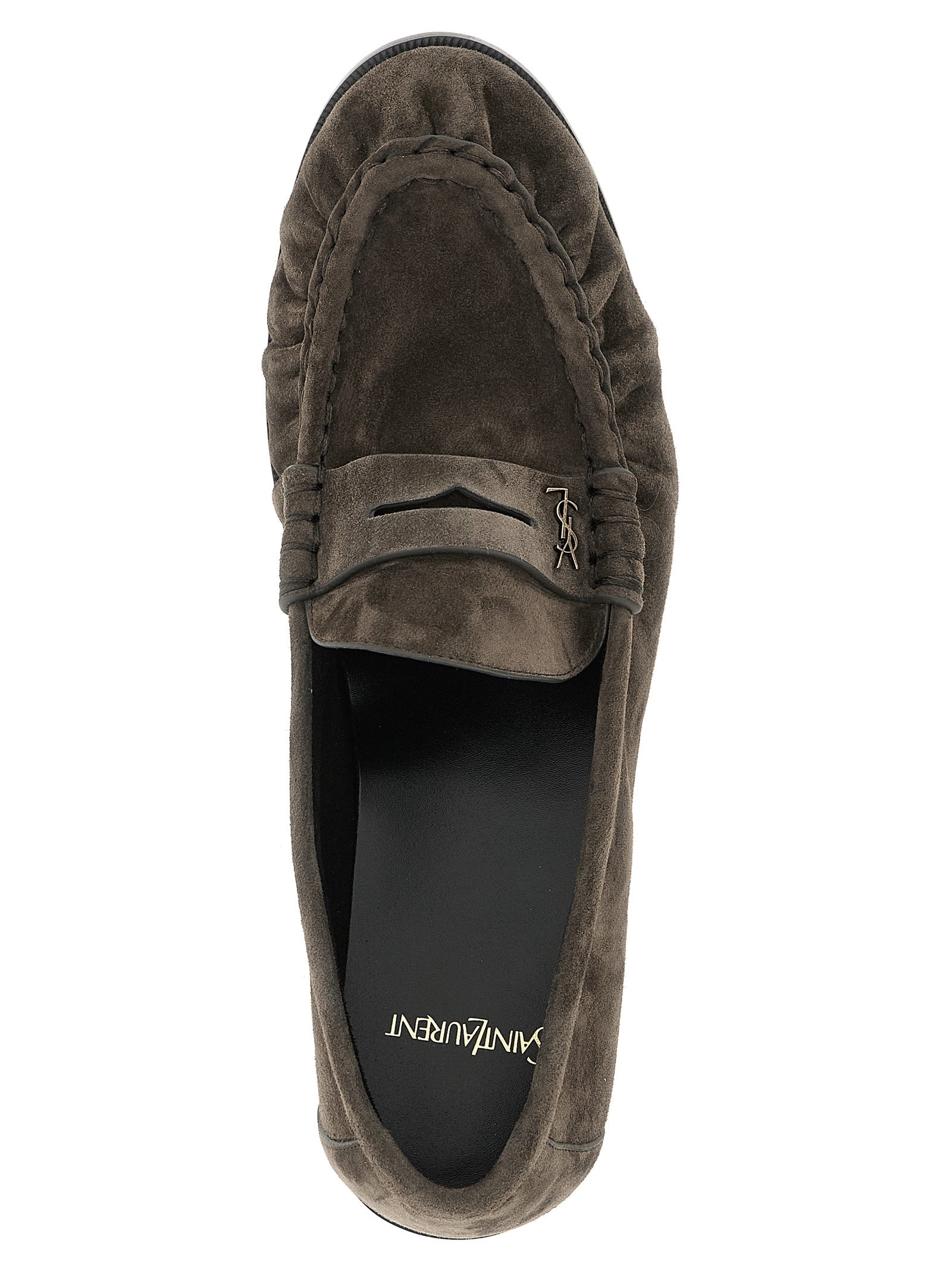 Saint Laurent Brown Calfskin Slip-On Loafers - Artisanal Luxury