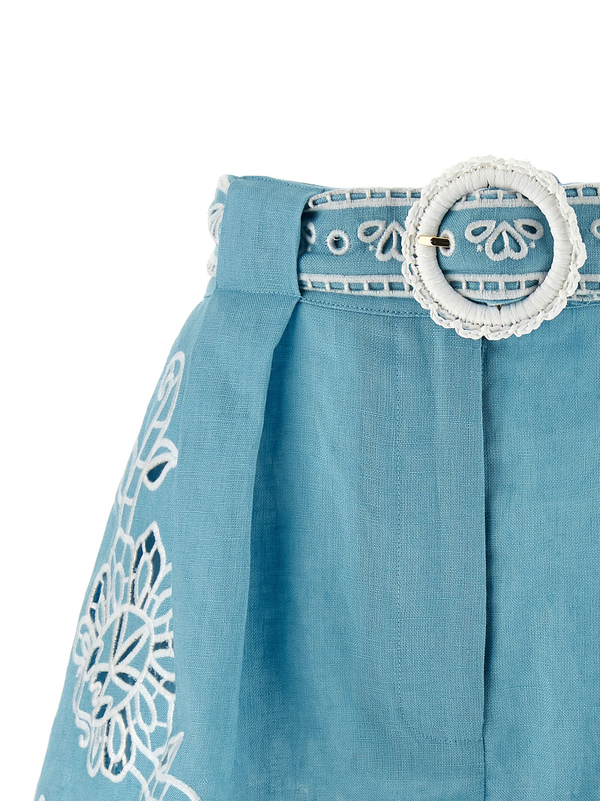 FARM RIO Blue Linen Bermuda Shorts - Effortless Luxury Redefined