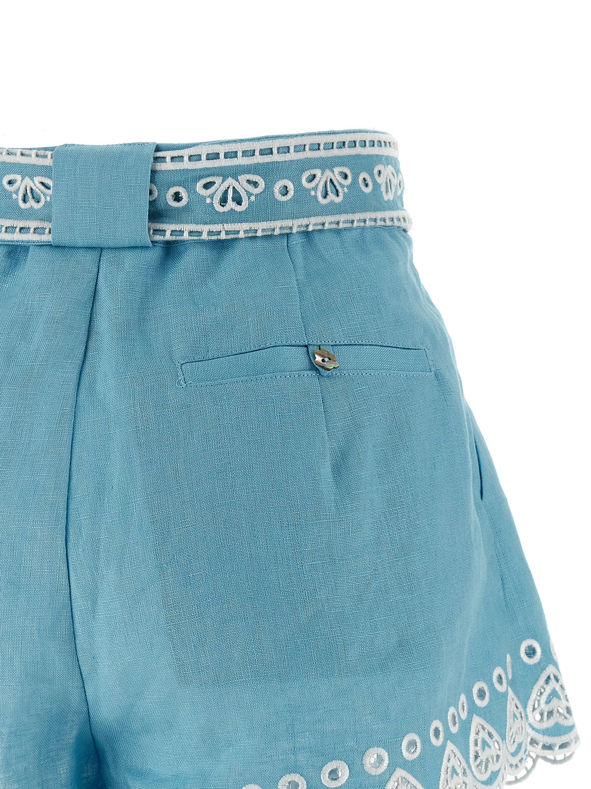 FARM RIO Blue Linen Bermuda Shorts - Effortless Luxury Style