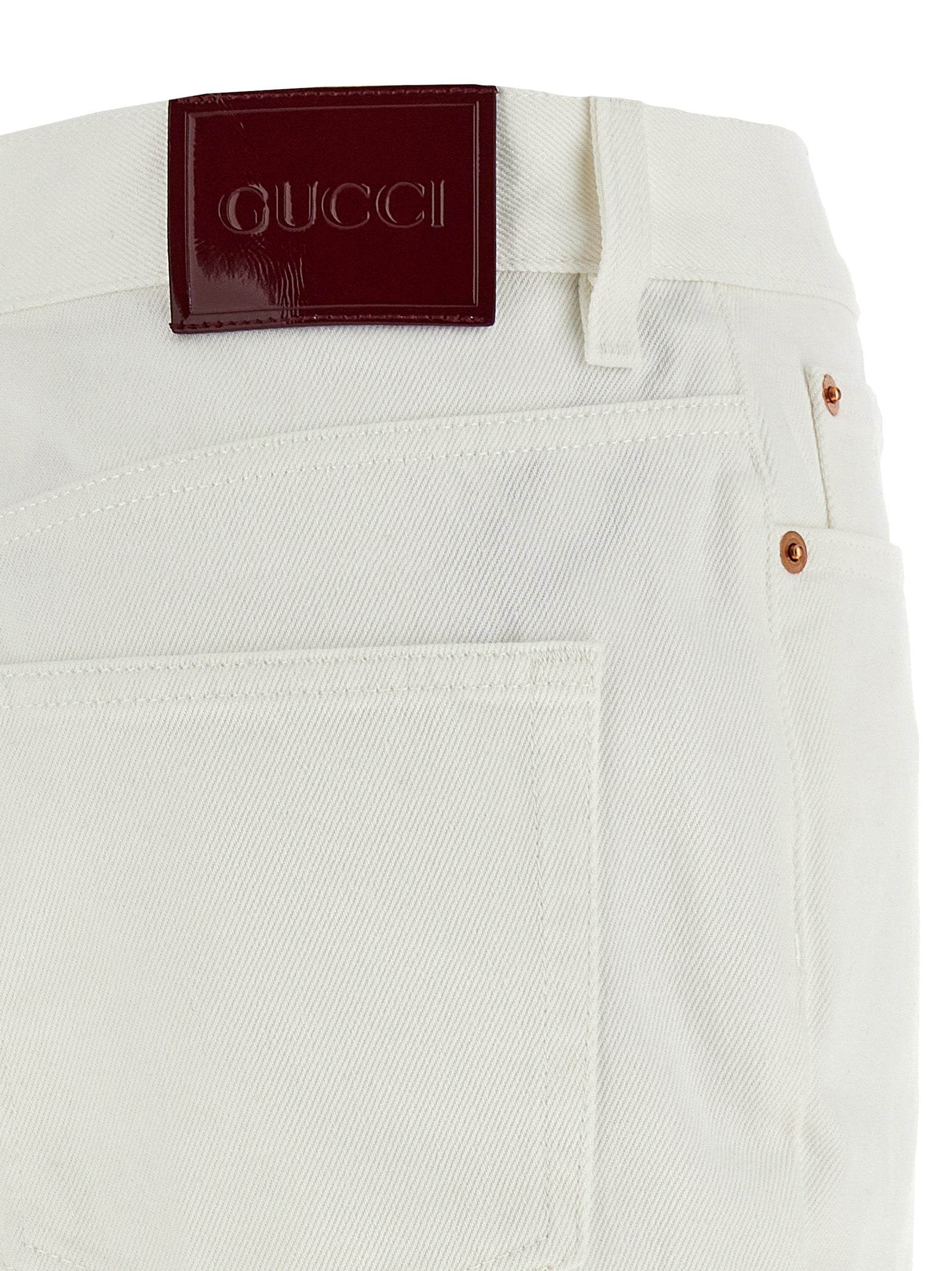 Gucci White Cotton Cropped Jeans