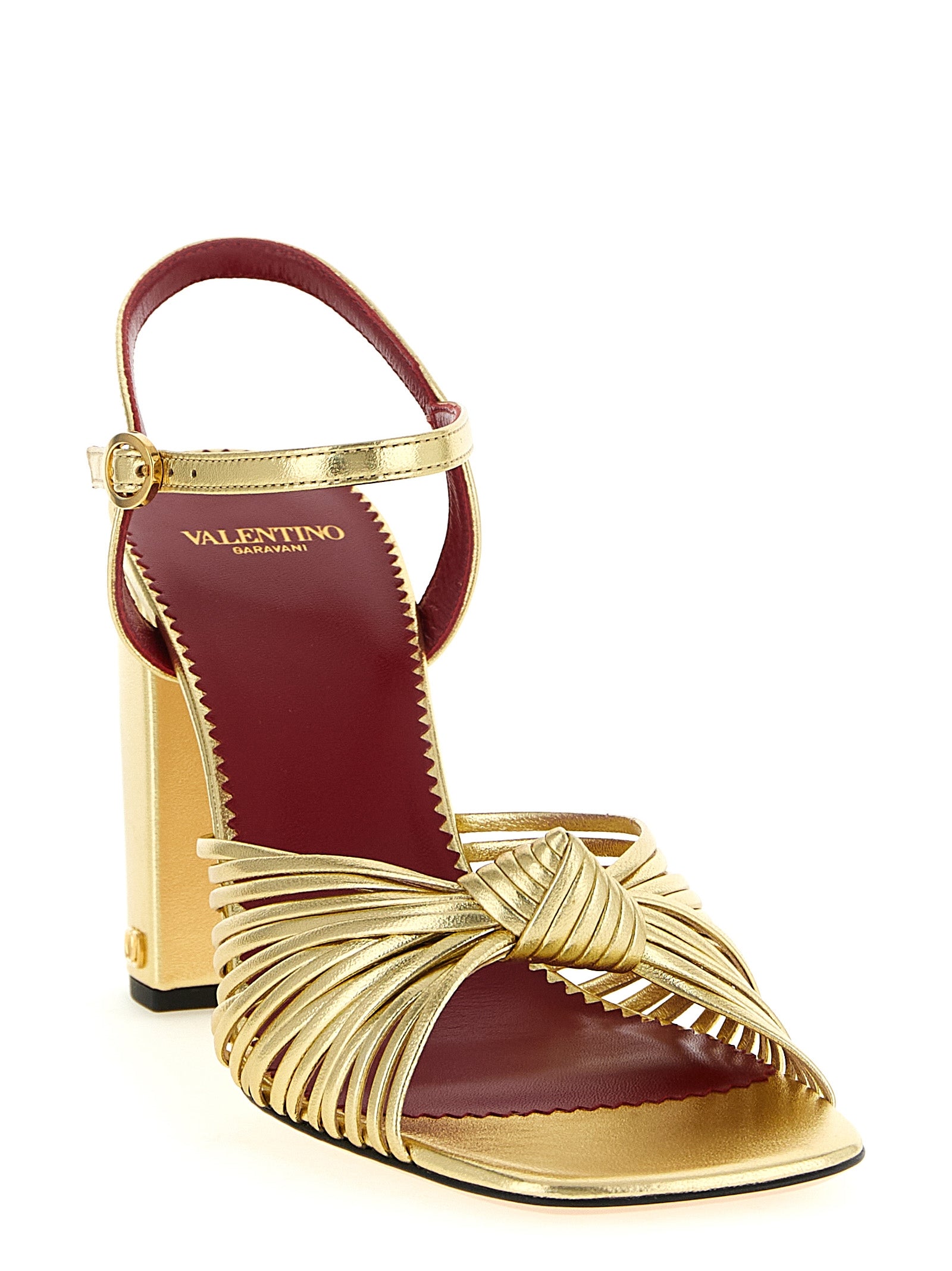 Valentino Garavani Gold Goatskin Stiletto Heel Sandals