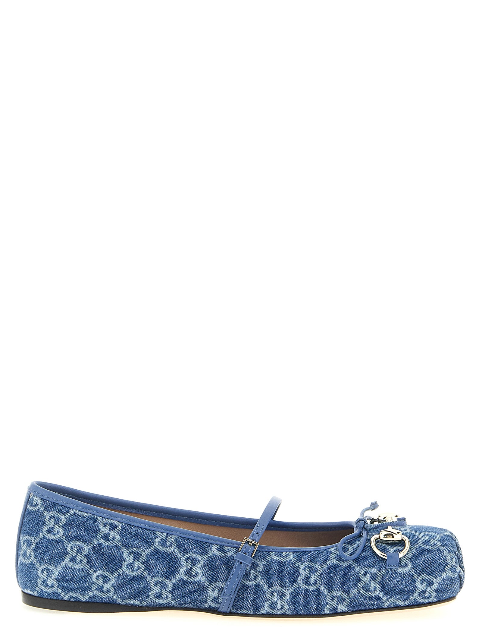 Gucci Blue Cotton Ballet Flats