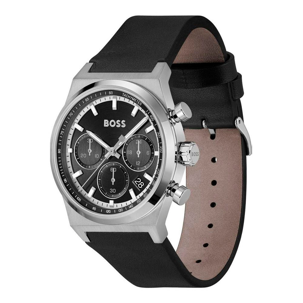 Hugo Boss Gray Leather Dress Watch