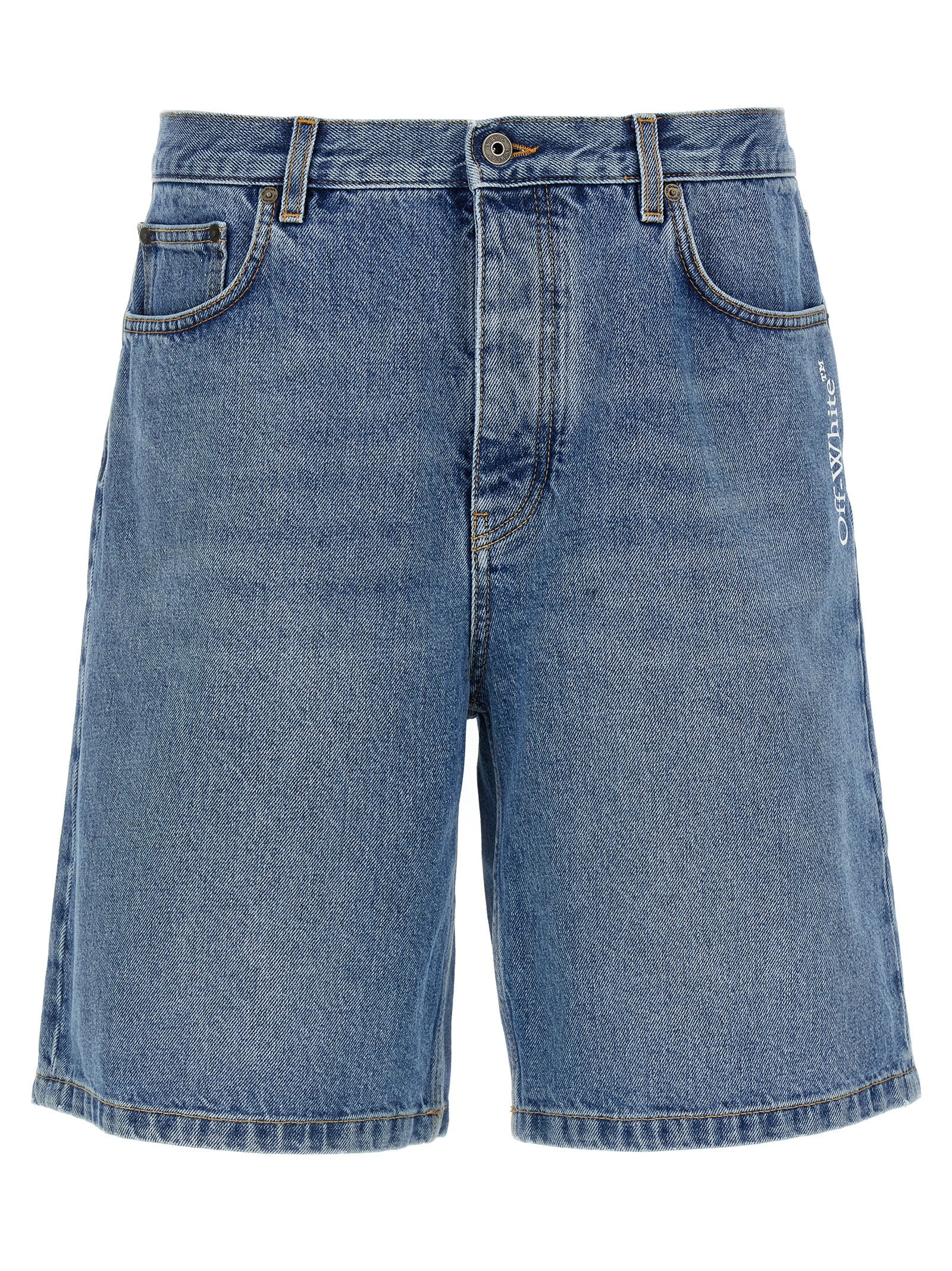 Off-White Blue Cotton Bermuda Shorts