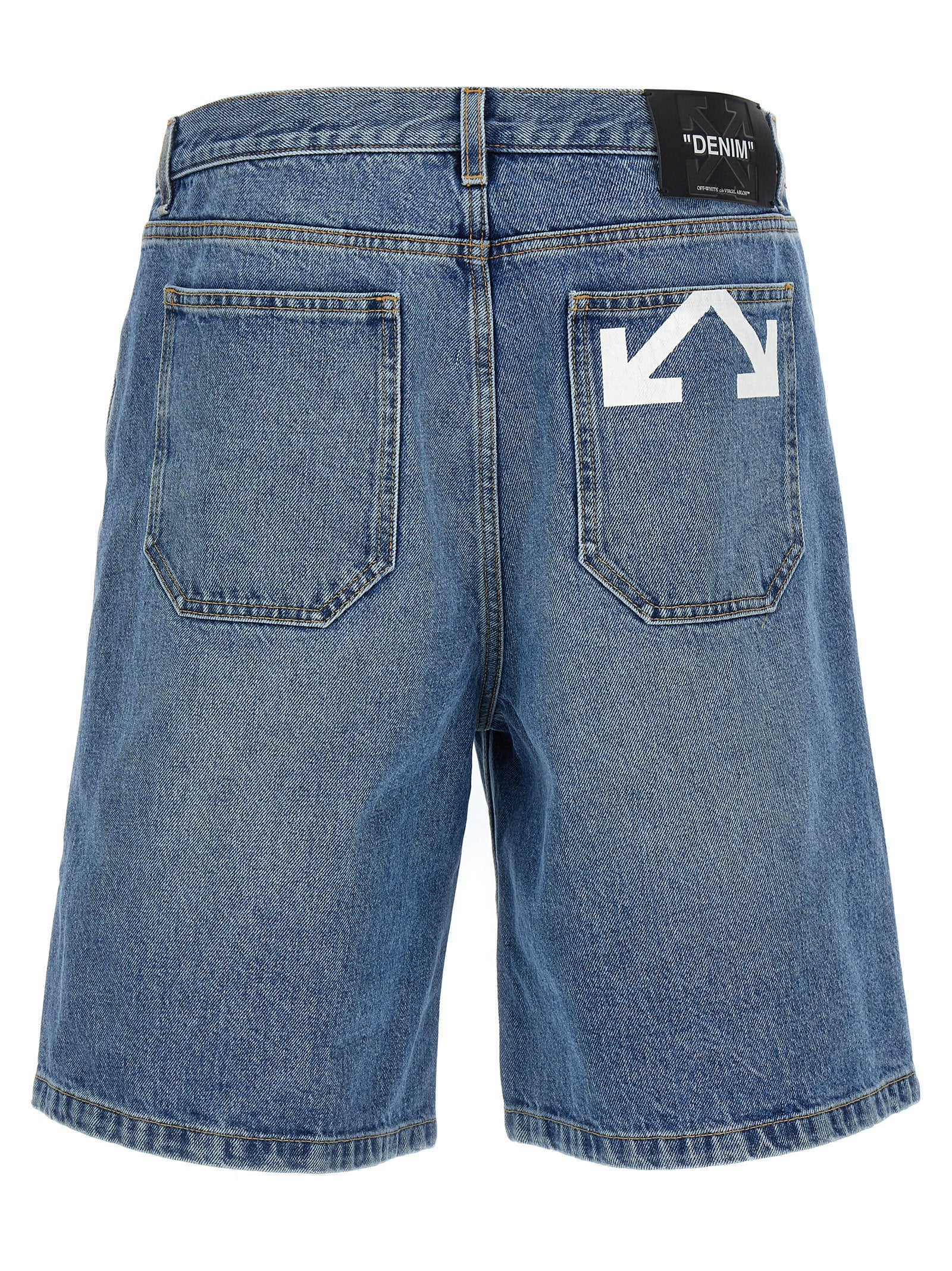 Off-White Blue Cotton Bermuda Shorts