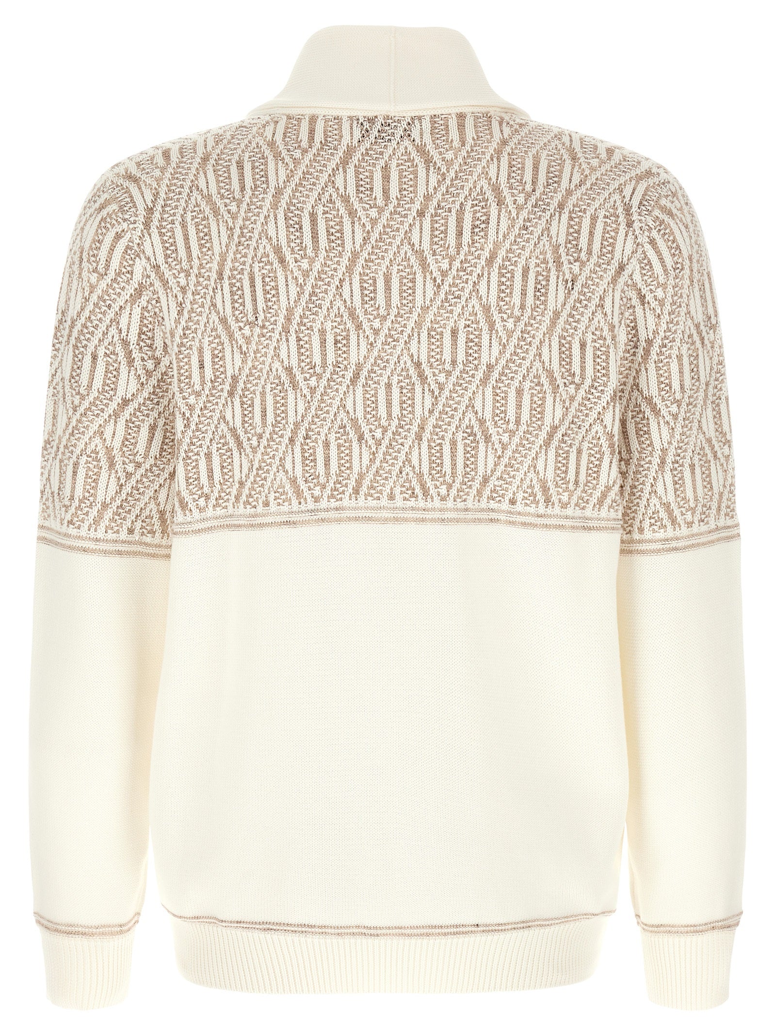 Indulge in the Brunello Cucinelli Beige Cotton Cardigan, a masterpiece of craftsmanship that embodies timeless elegance and sophistication for the discerning individual.