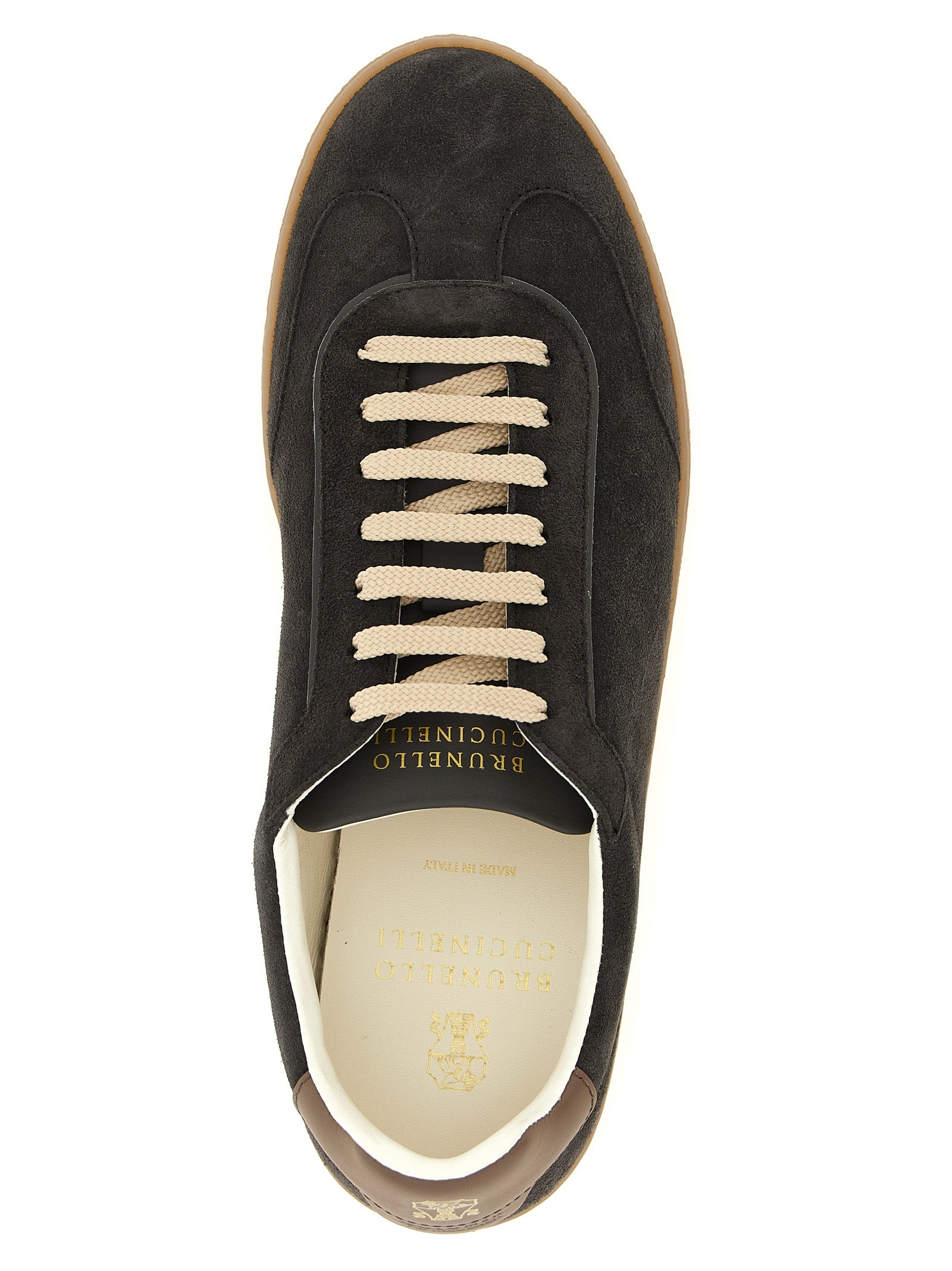 Indulge in the exquisite Brunello Cucinelli Gray Calfskin Low Top Sneakers, where fine Italian craftsmanship meets timeless elegance for the discerning individual.