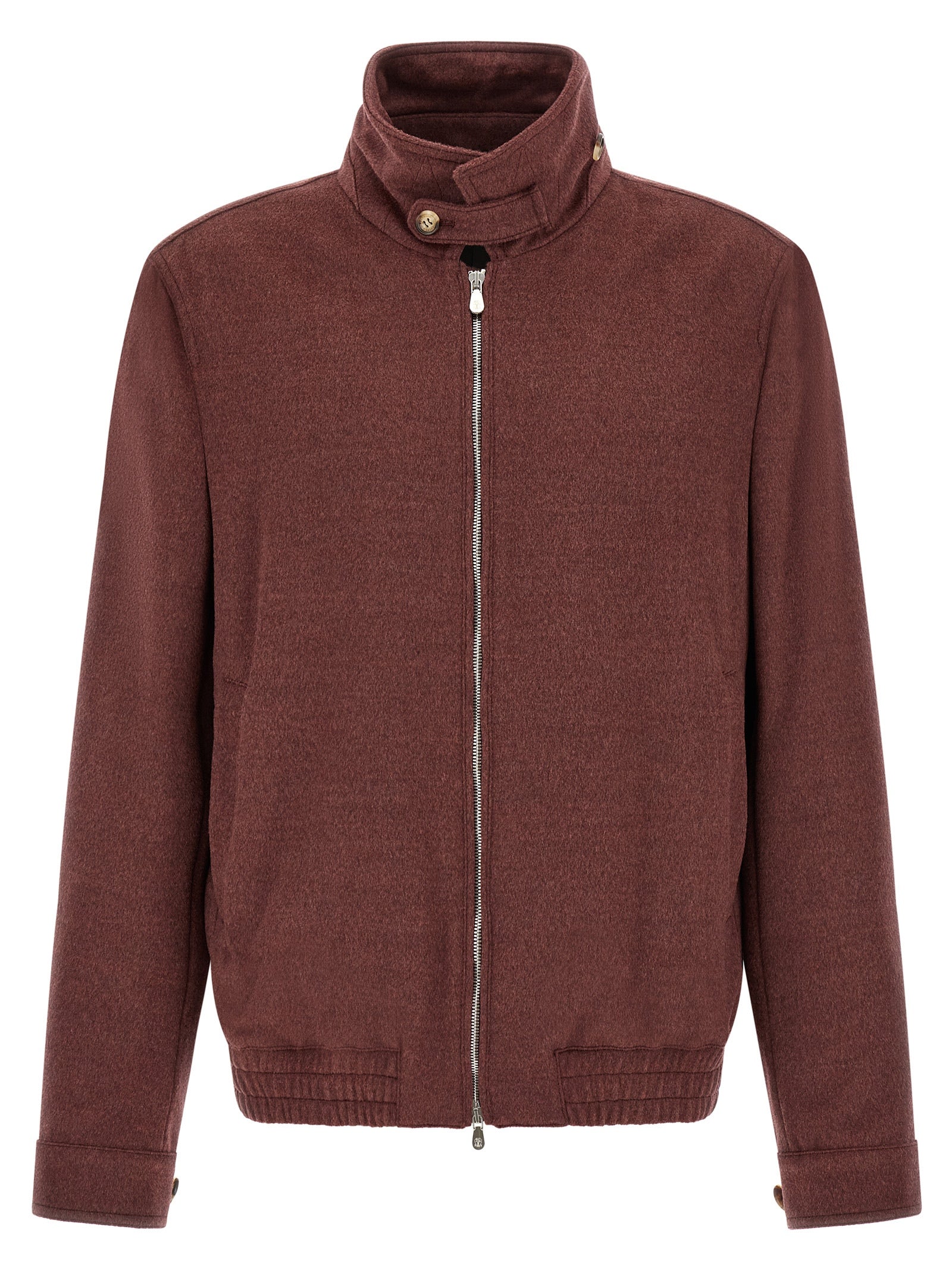 Indulge in the exquisite Brunello Cucinelli Bordeaux Virgin Wool Bomber, a masterpiece of Italian craftsmanship that elevates your style with luxurious warmth and timeless elegance.