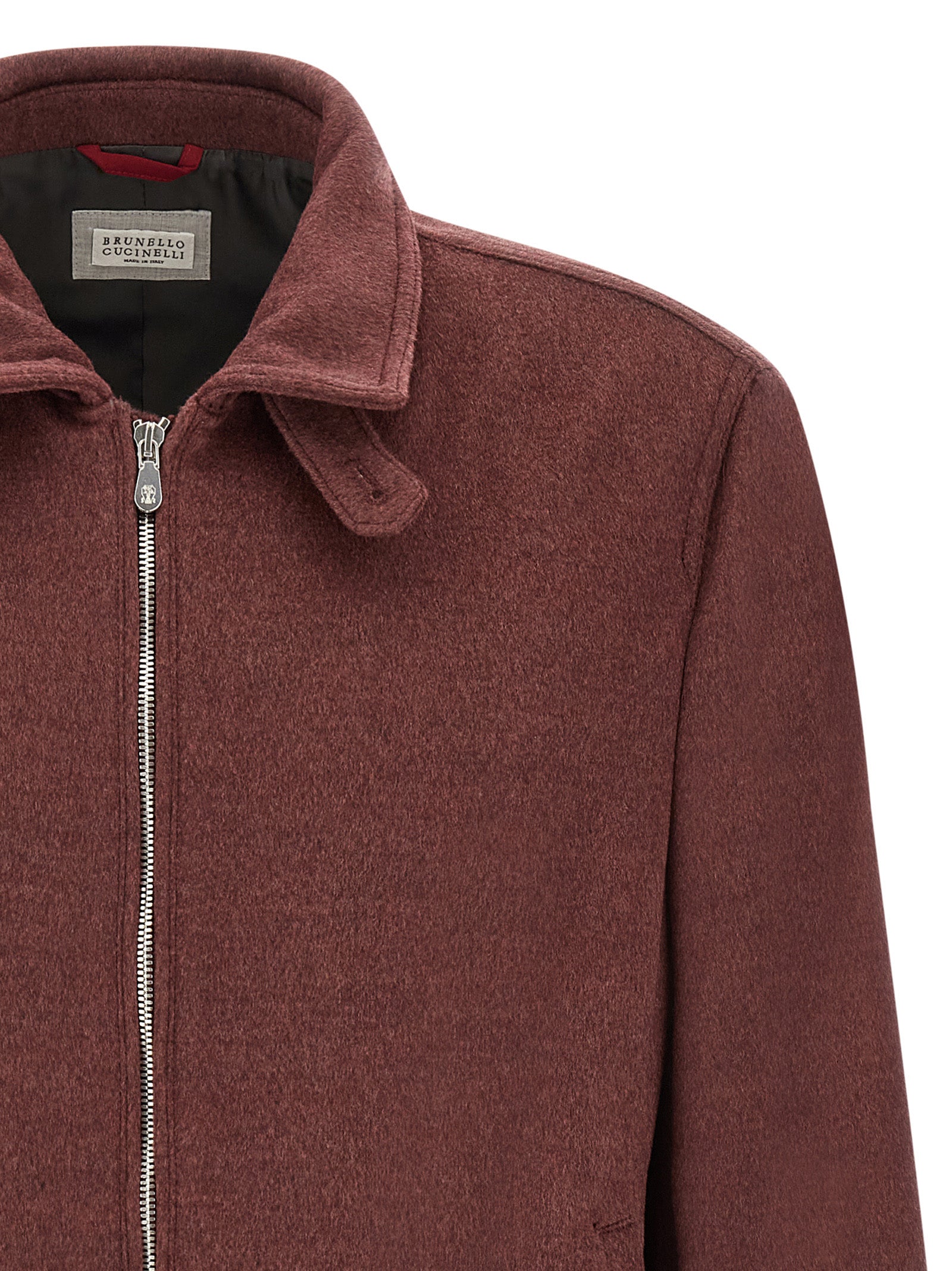 Indulge in the exquisite Brunello Cucinelli Bordeaux Virgin Wool Bomber, a masterpiece of Italian craftsmanship that elevates your style with timeless luxury and sophistication.