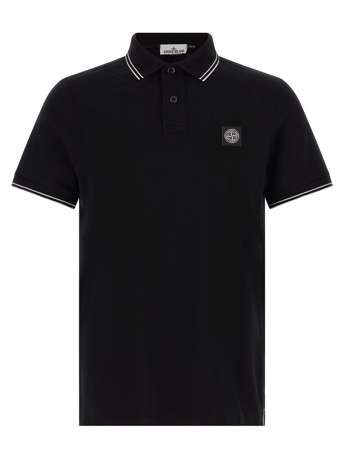 Stone Island Black Cotton Polo Shirt - Timeless Luxury Elegance